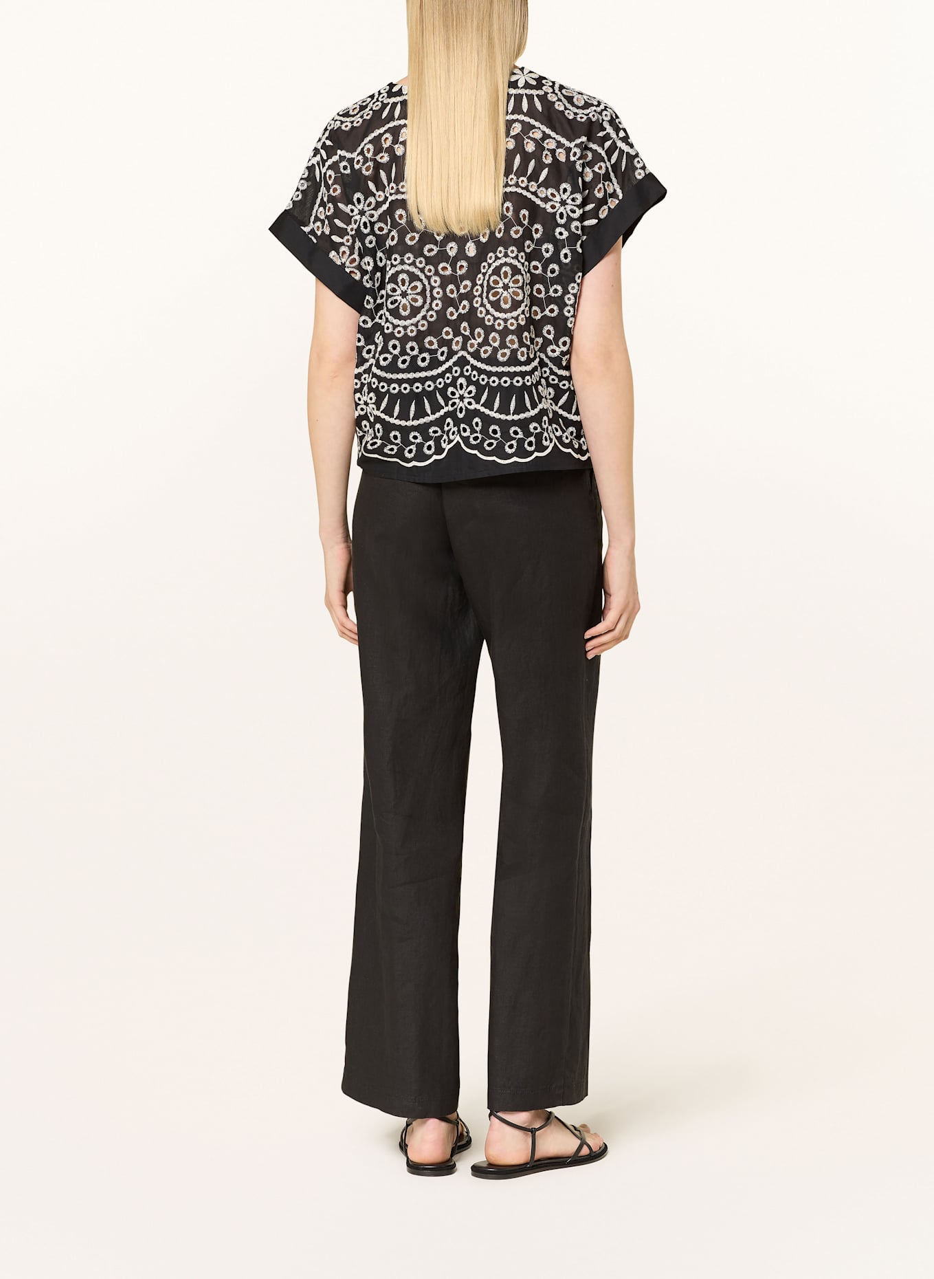 BRAX Lněné kalhoty FARINA: ČERNÁ