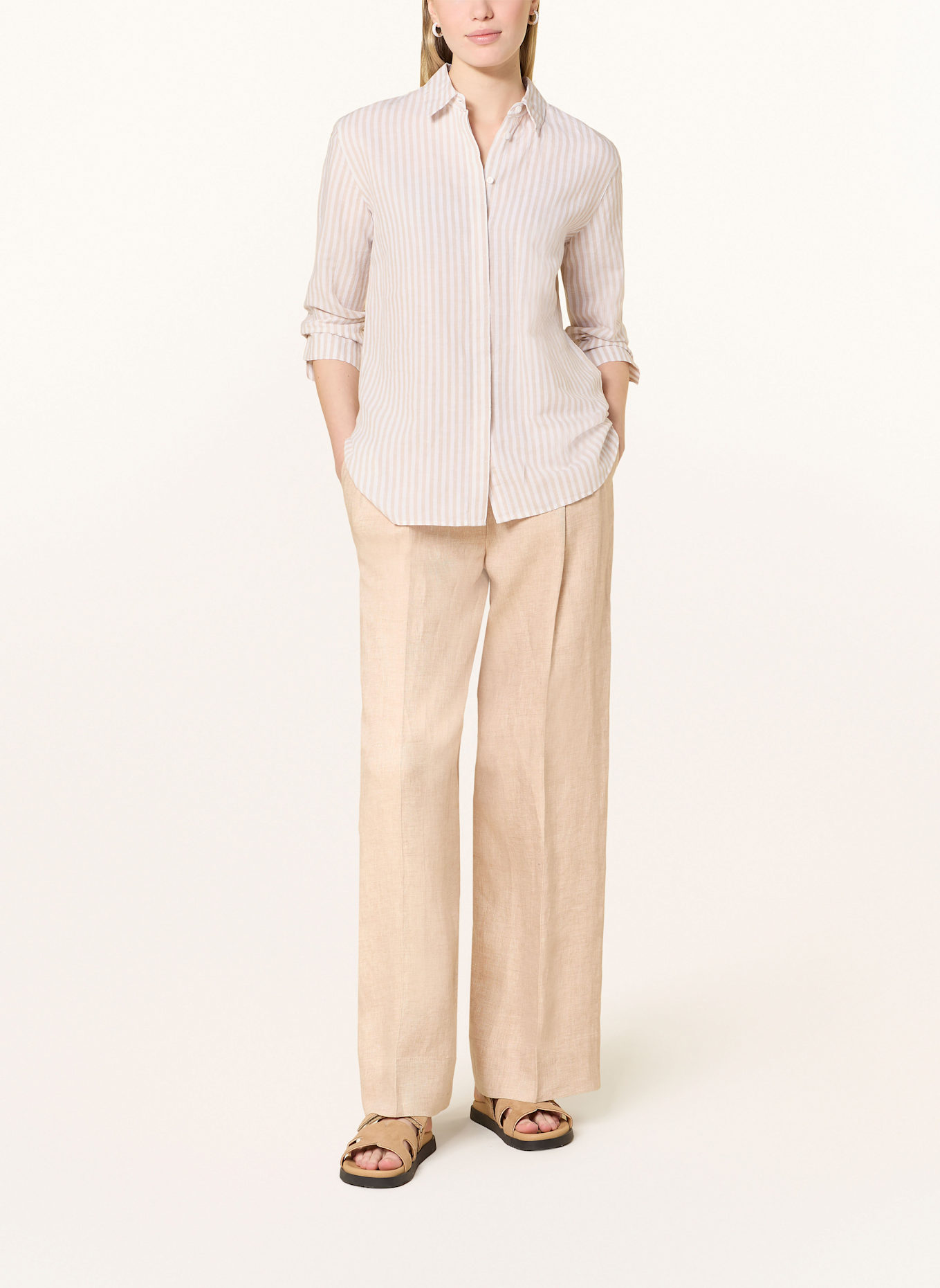 BRAX Hemdbluse VICKI mit Leinen: NUDE / WEISS