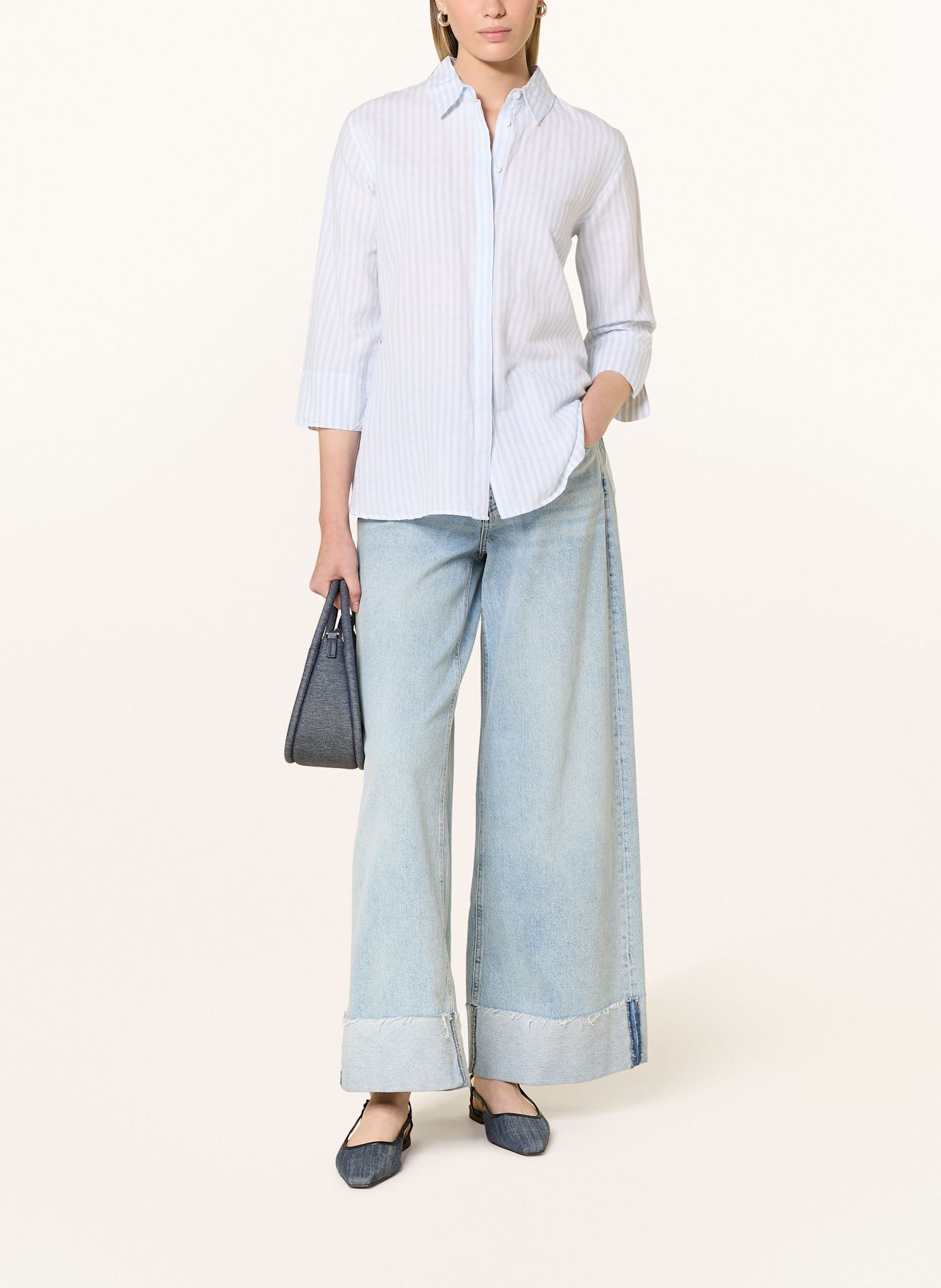 BRAX Hemdbluse VICKI mit Leinen: HELLBLAU / WEISS