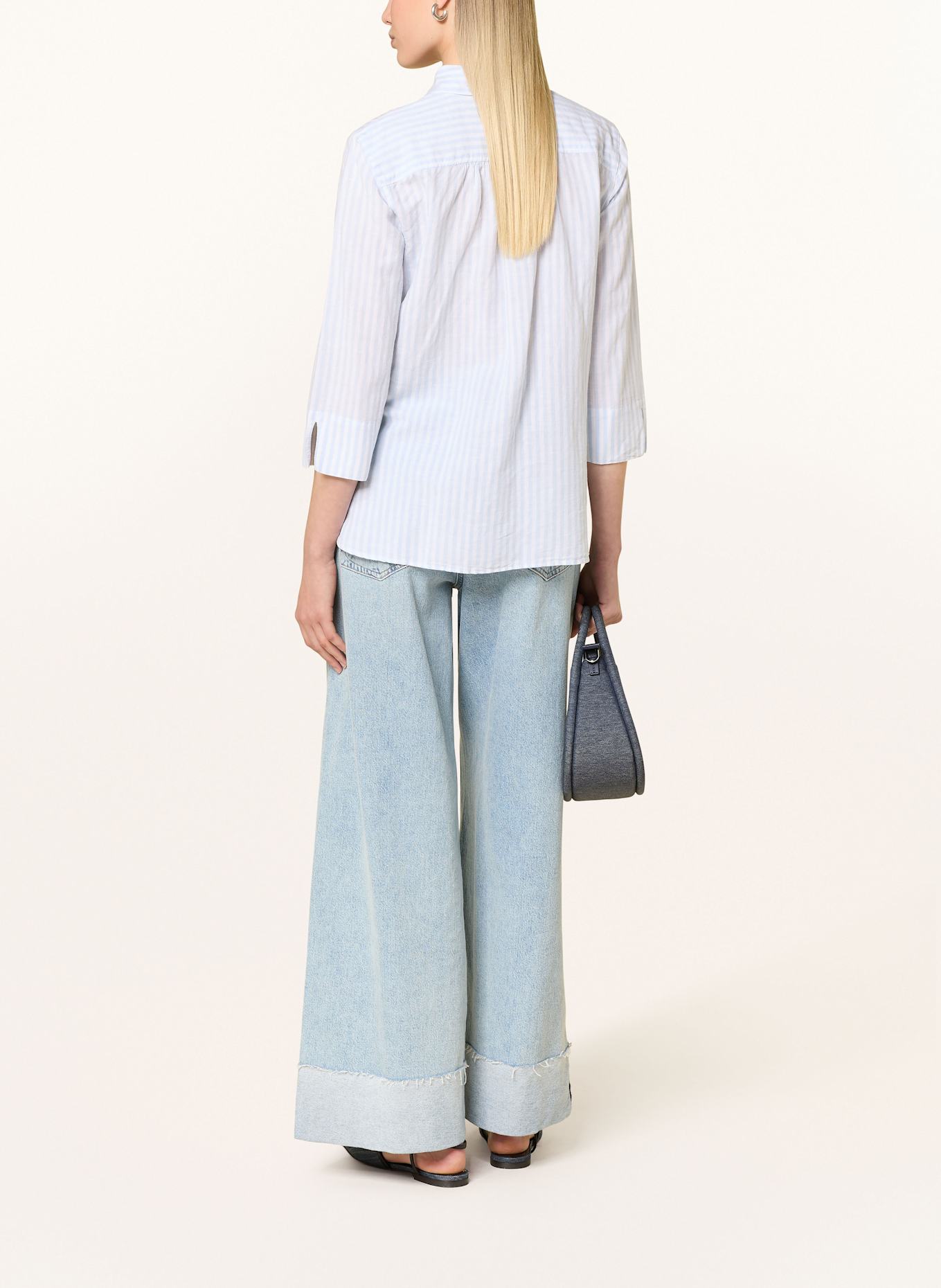 BRAX Hemdbluse VICKI mit Leinen: HELLBLAU / WEISS