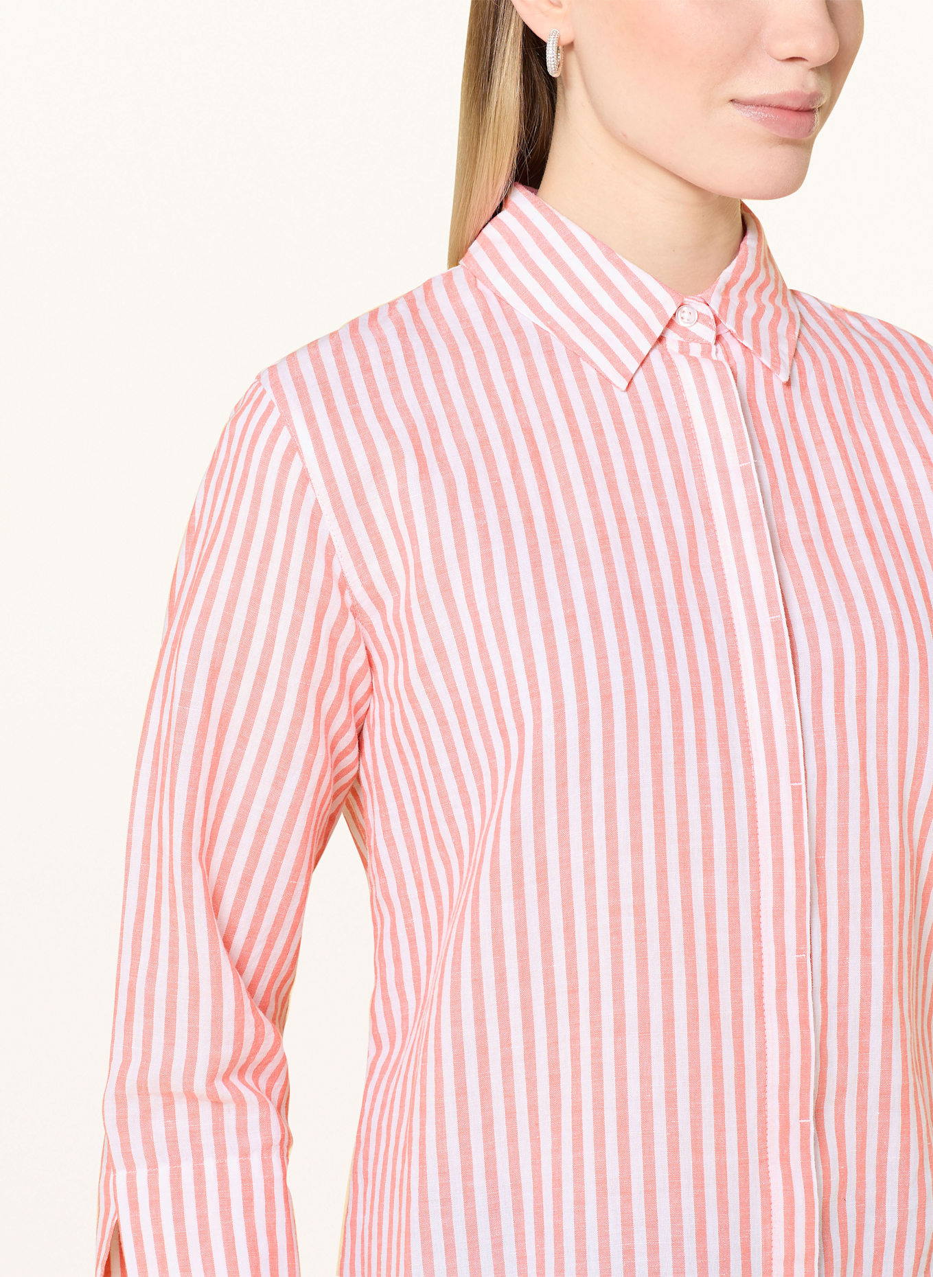 BRAX Hemdbluse VICKI mit Leinen: HELLROT / WEISS