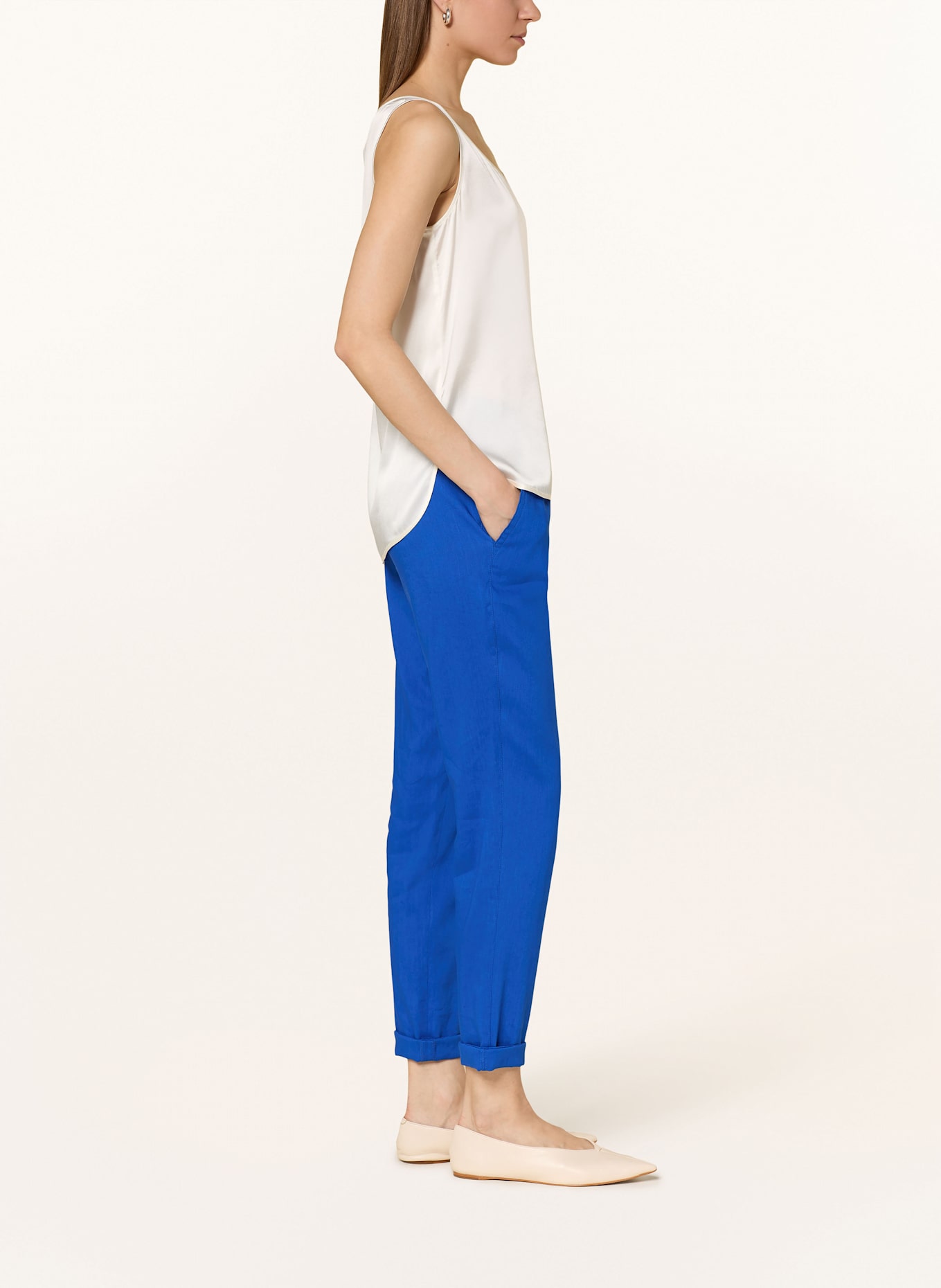MARC CAIN RHODOS trousers with linen: 366 gentian