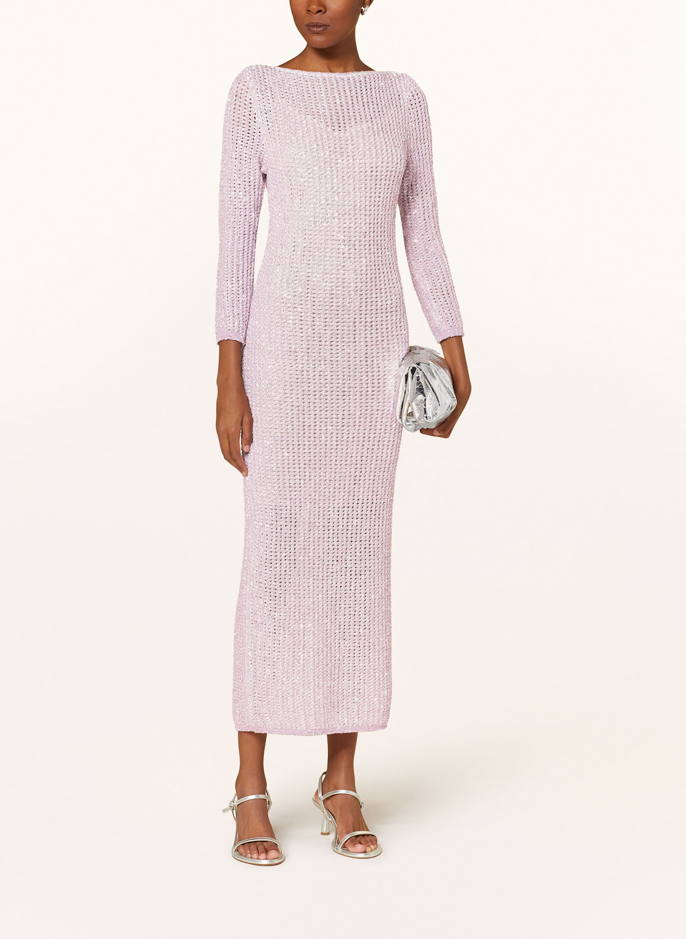 MARC CAIN Strickkleid mit Pailletten: ROSÉ