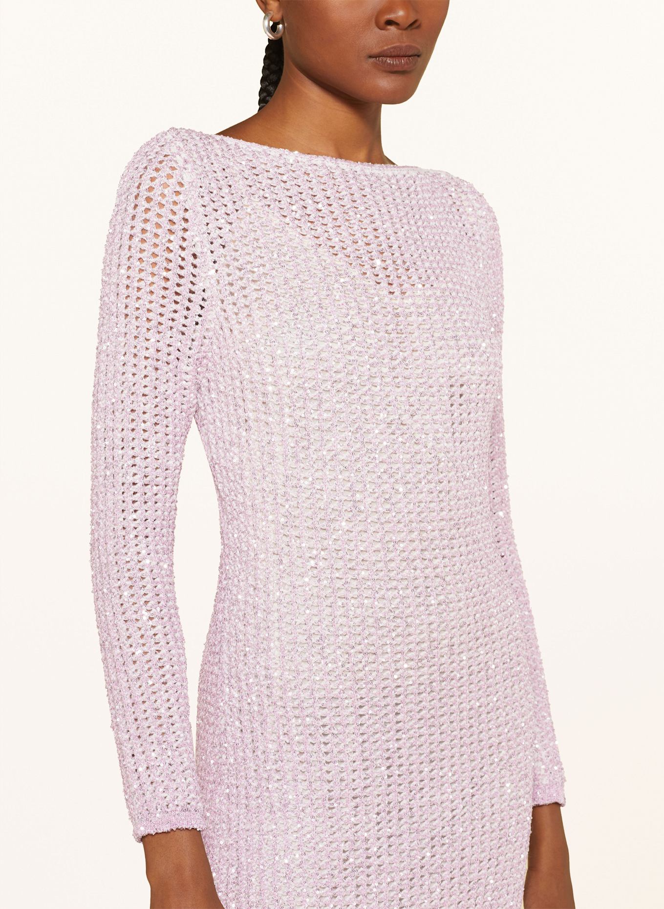 MARC CAIN Strickkleid mit Pailletten: ROSÉ