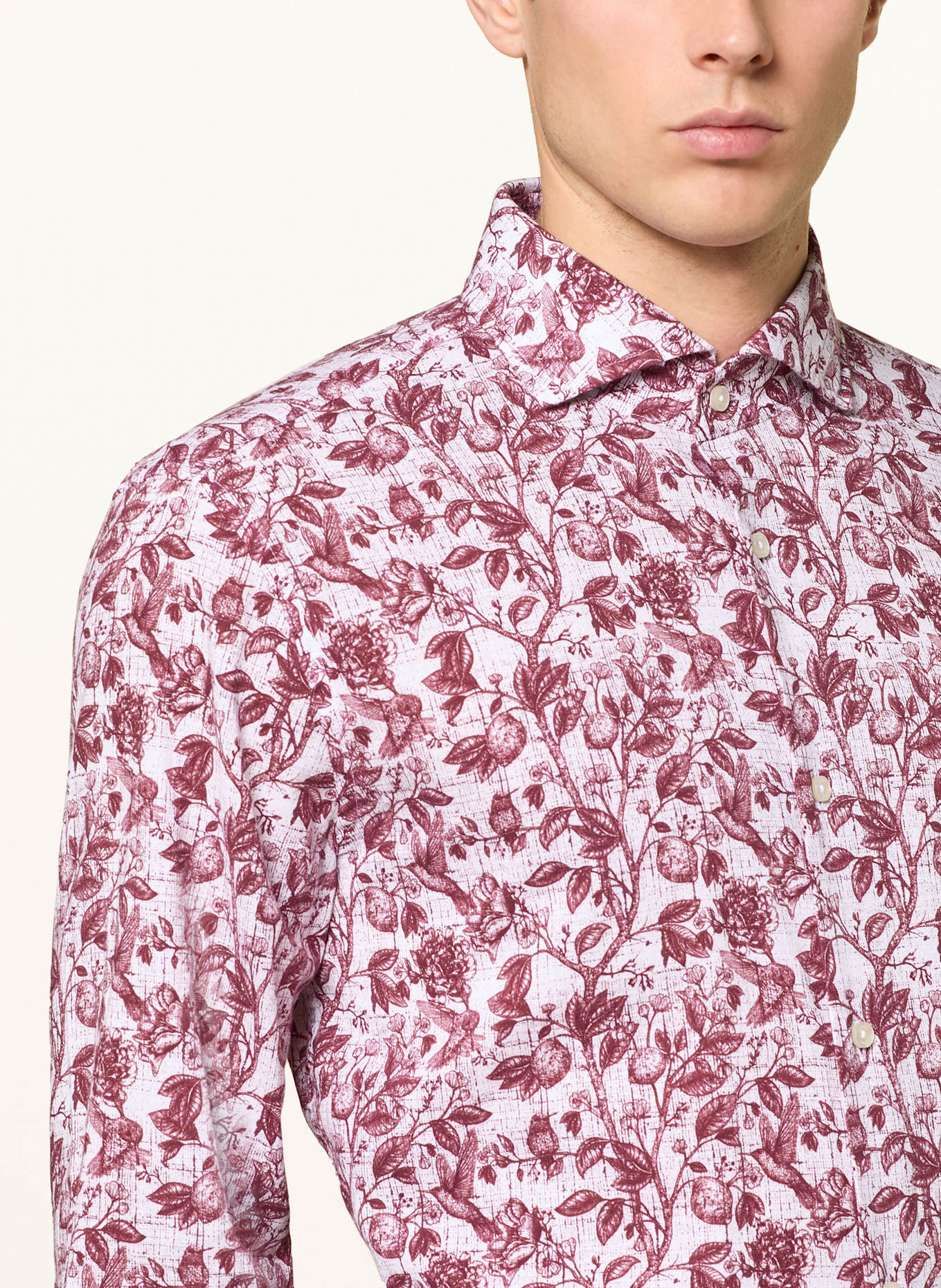 JOOP! Hemd PAI Slim Fit: DUNKELROT/ WEISS