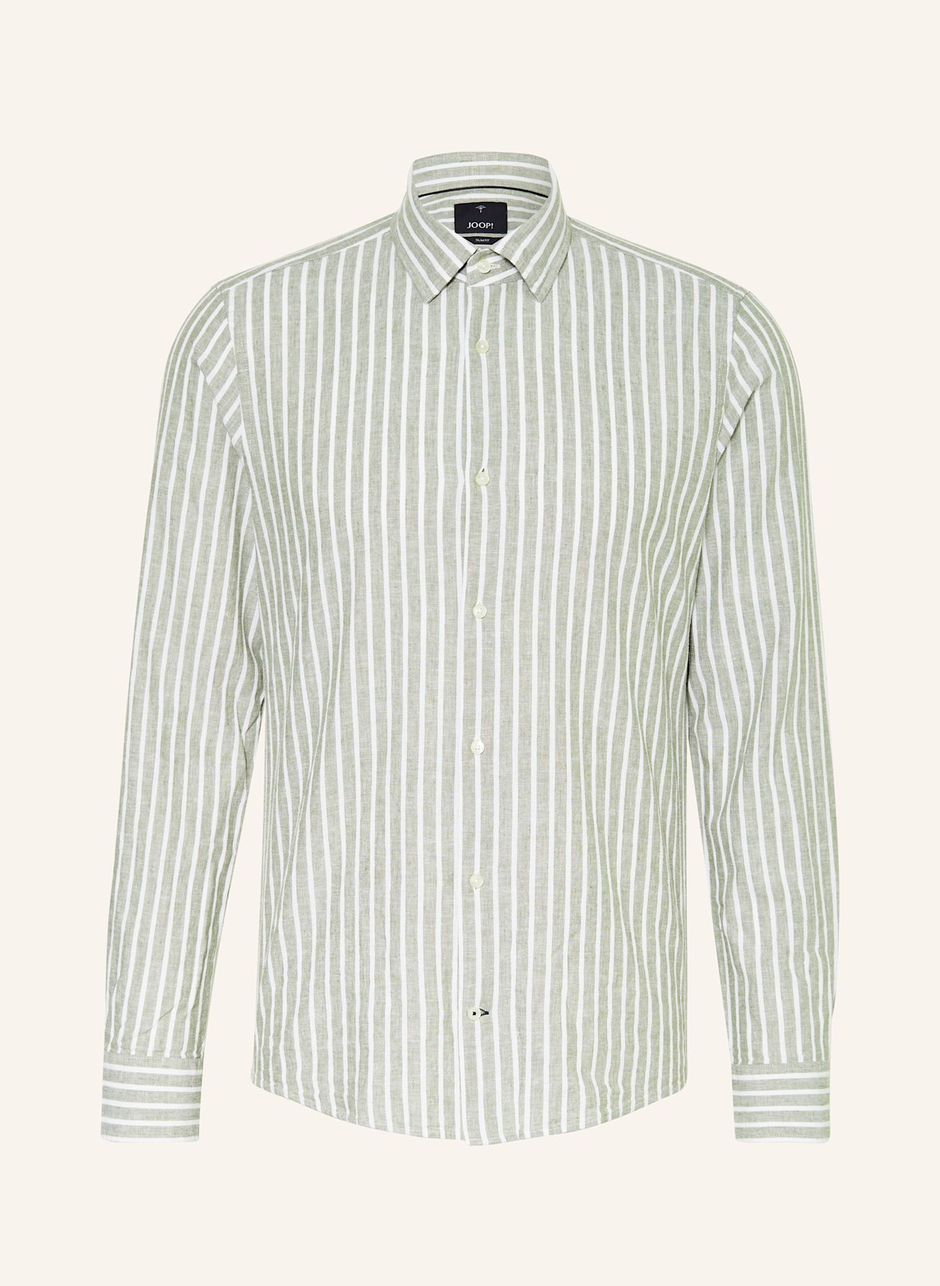 JOOP! Shirt PIT slim fit with linen: GREEN / WHITE