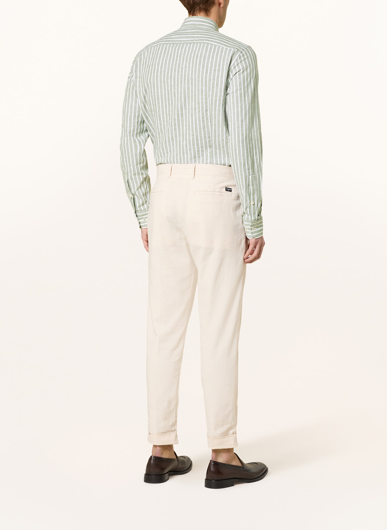 JOOP! Shirt PIT slim fit with linen: GREEN / WHITE