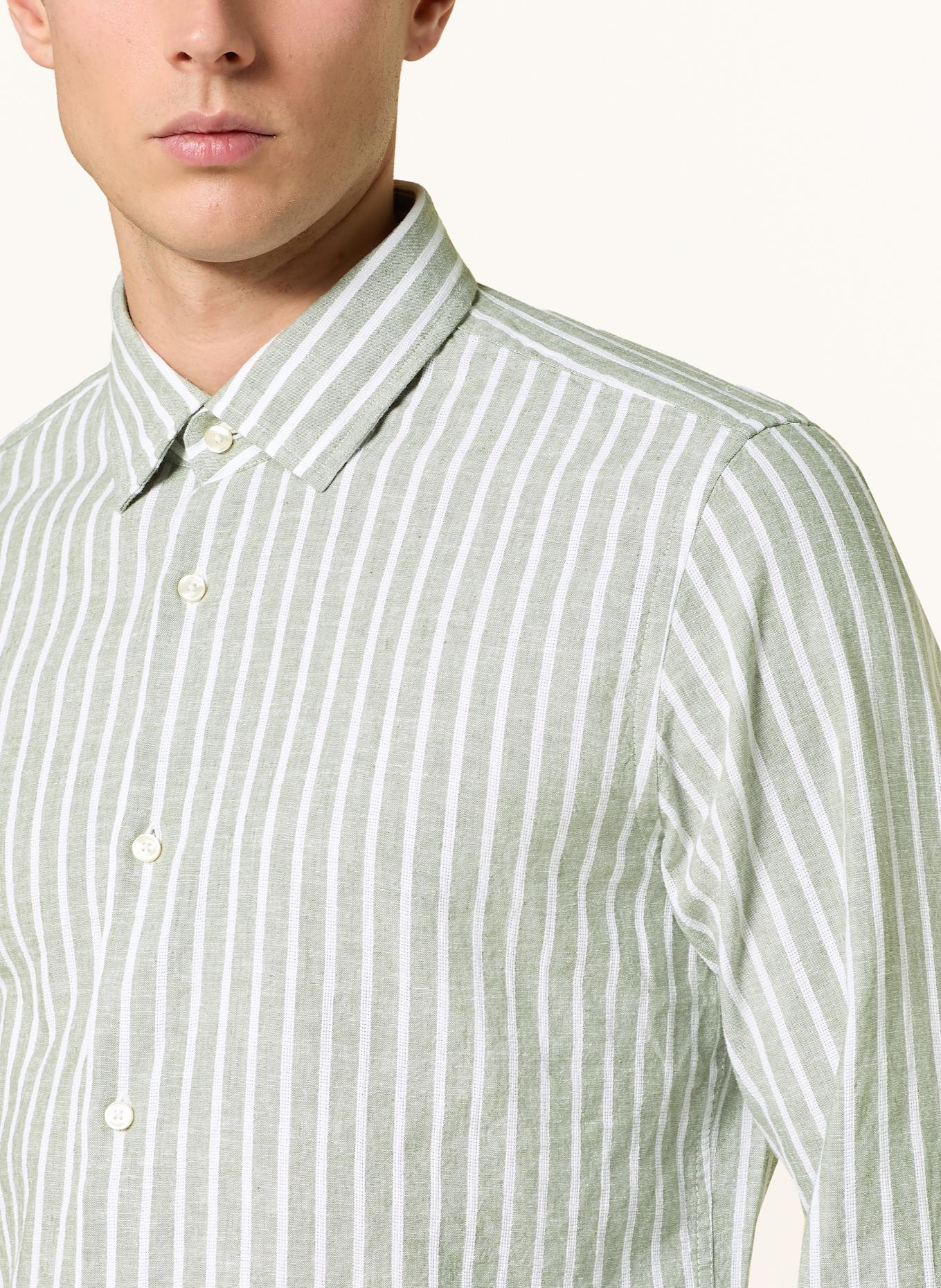 JOOP! Shirt PIT slim fit with linen: GREEN / WHITE