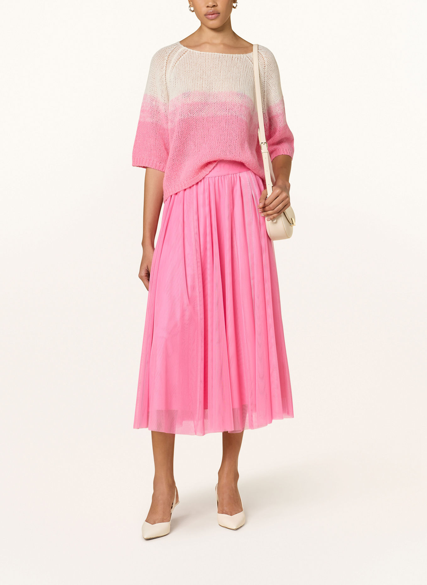 JOOP! Strickshirt KATO mit Alpaka: WEISS/ PINK