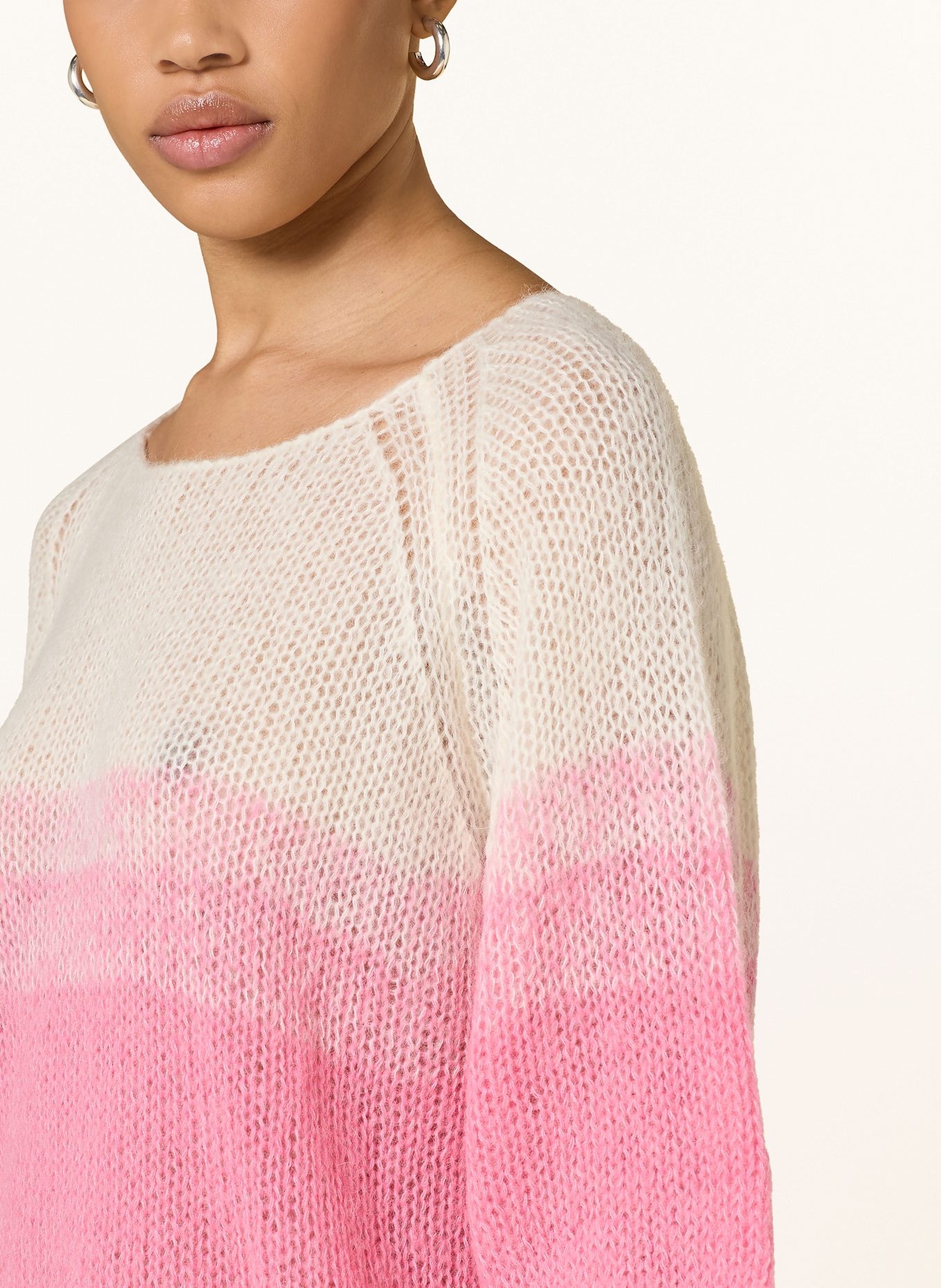 JOOP! Strickshirt KATO mit Alpaka: WEISS/ PINK