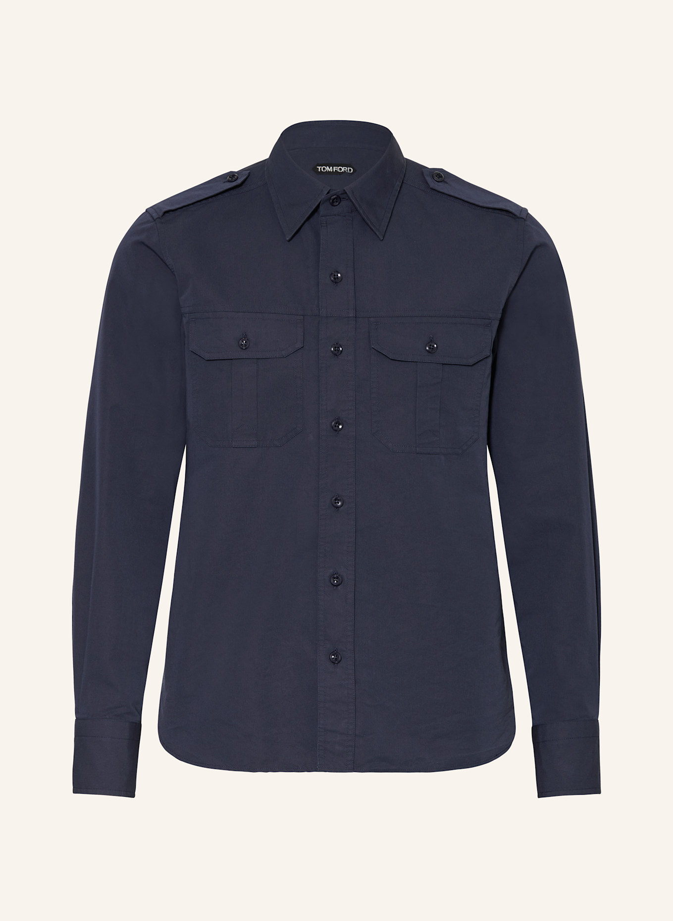 TOM FORD Hemd Regular Fit mit Seide: DUNKELBLAU