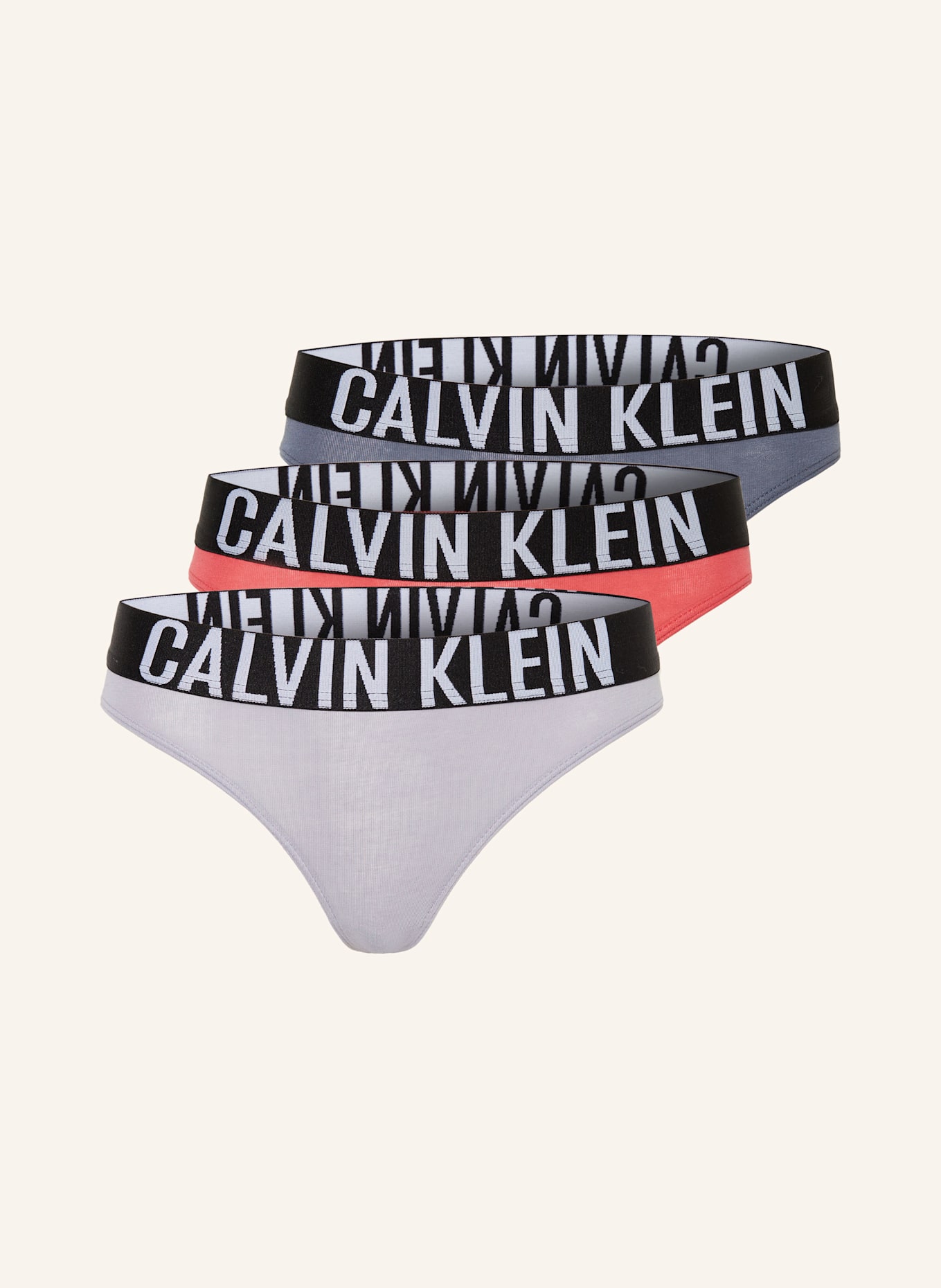 Calvin Klein Slipové kalhotky, 3 kusy v balení: SVĚTLE ŠEDÁ / ČERNOŠEDÁ / ČERVENÁ
