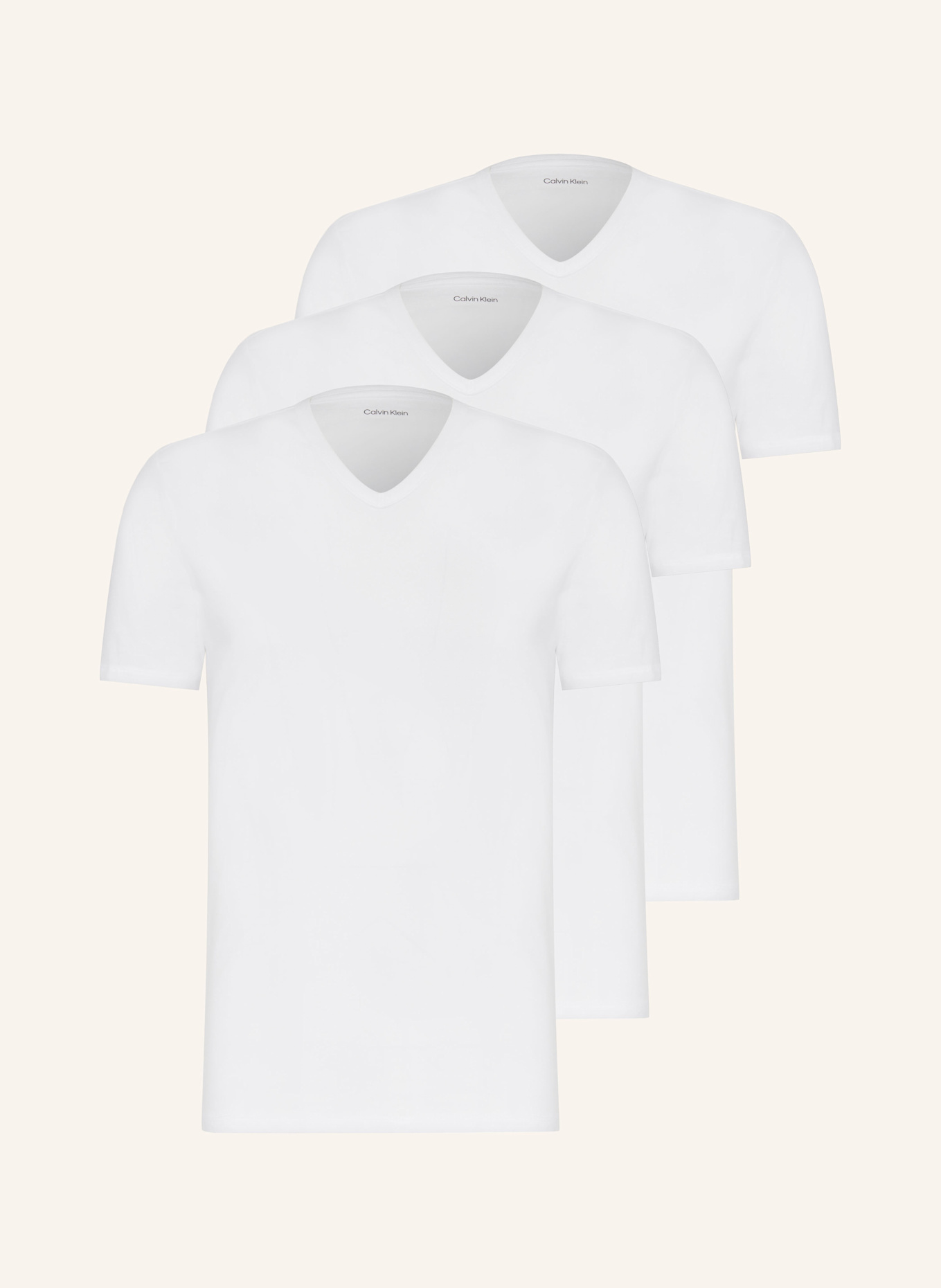 Calvin Klein 3er-Pack V-Shirts COTTON STRETCH BLEND, Farbe: WEISS (Bild 1)