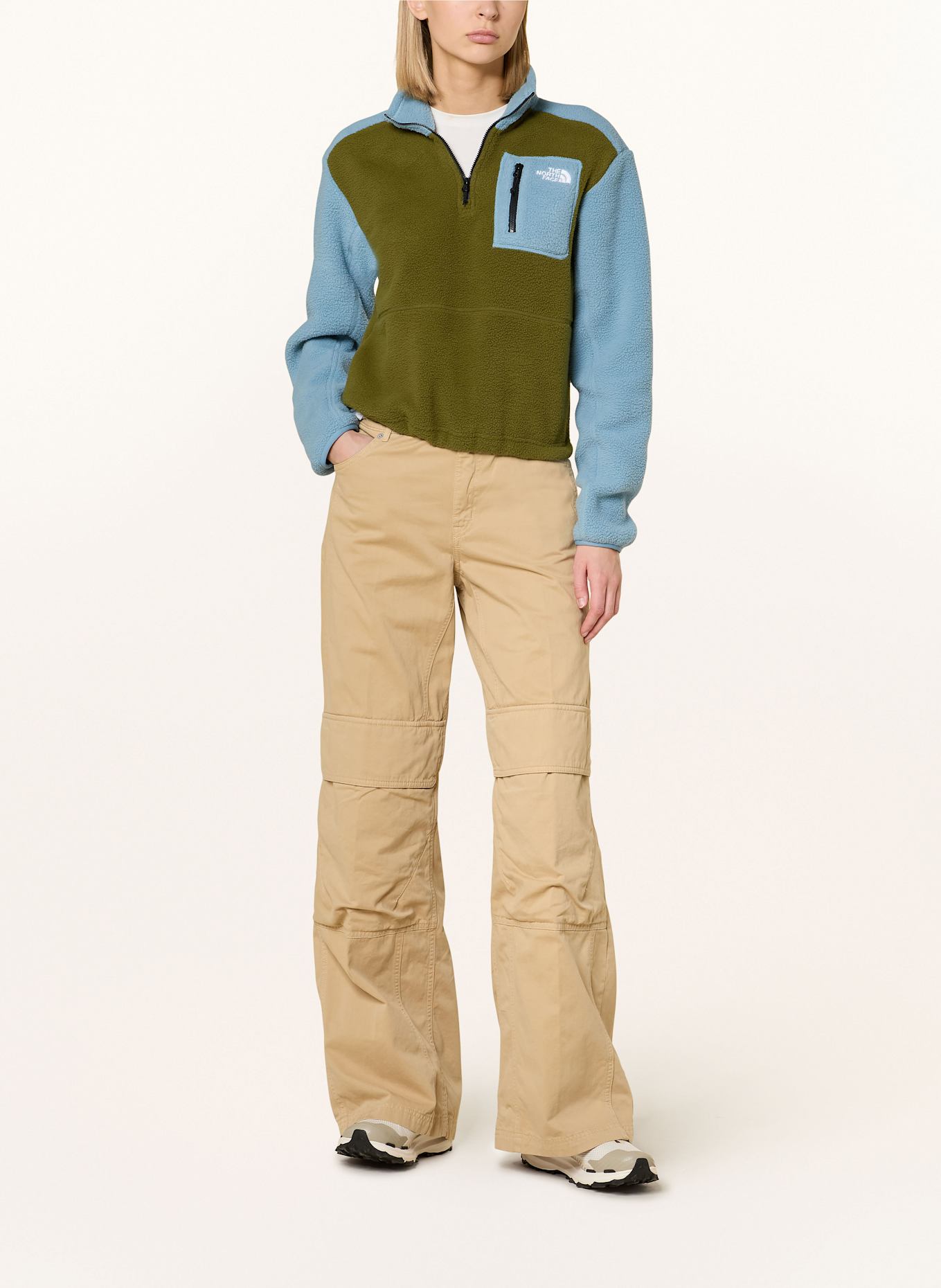 THE NORTH FACE Fleece-Troyer YUMIORI: OLIV/ HELLBLAU