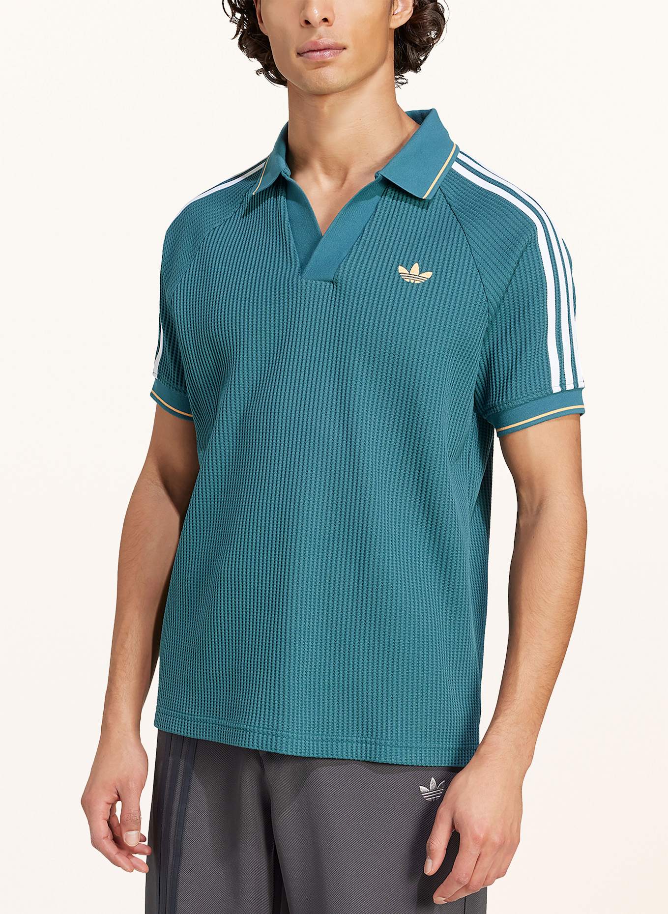 adidas Originals Poloshirt WAFFLE KNIT: PETROL / WEISS / ORANGE