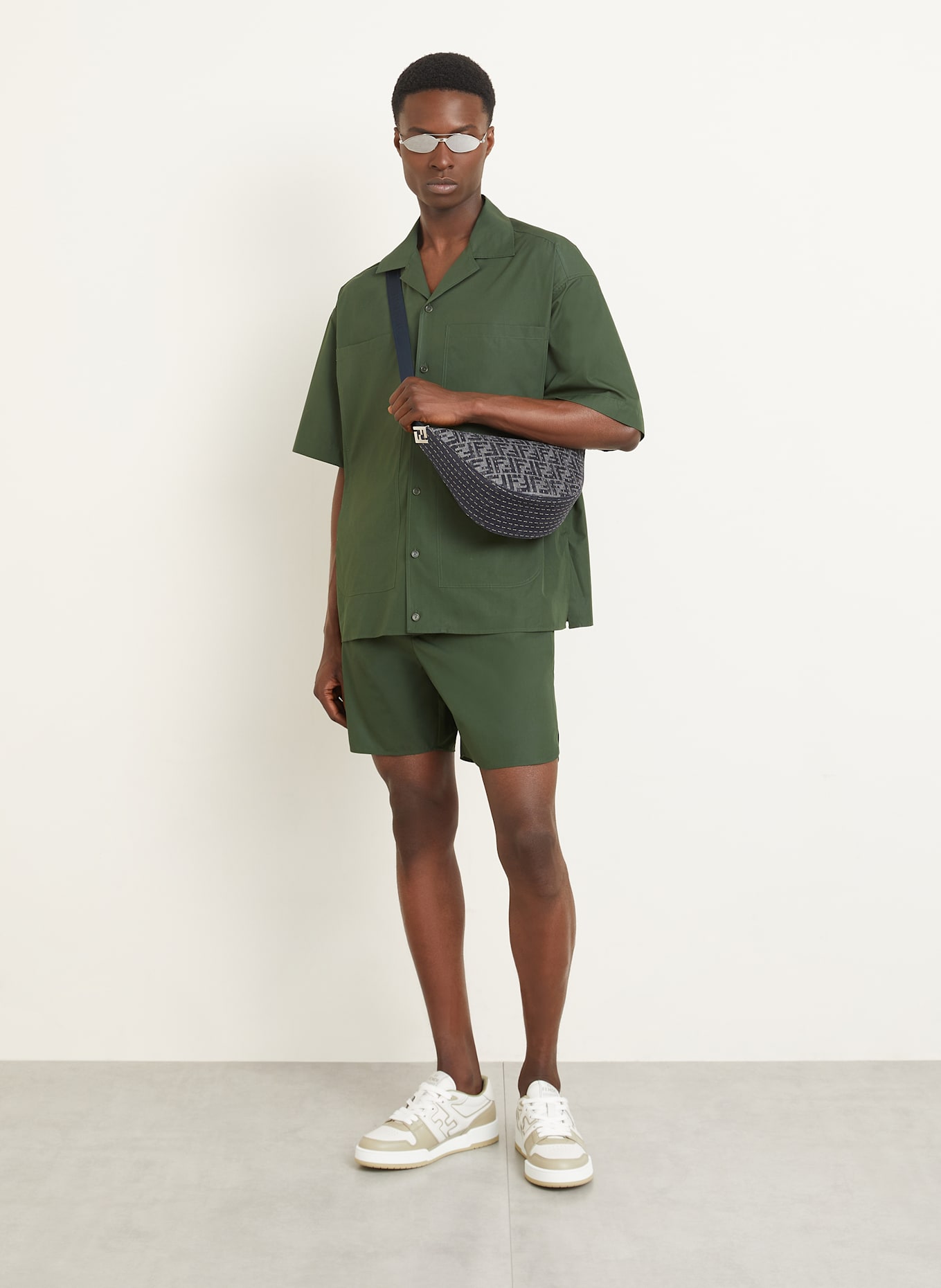 FENDI Crossbody bag MELON SMALL: BLUE GRAY / DARK BLUE / LIGHT BROWN