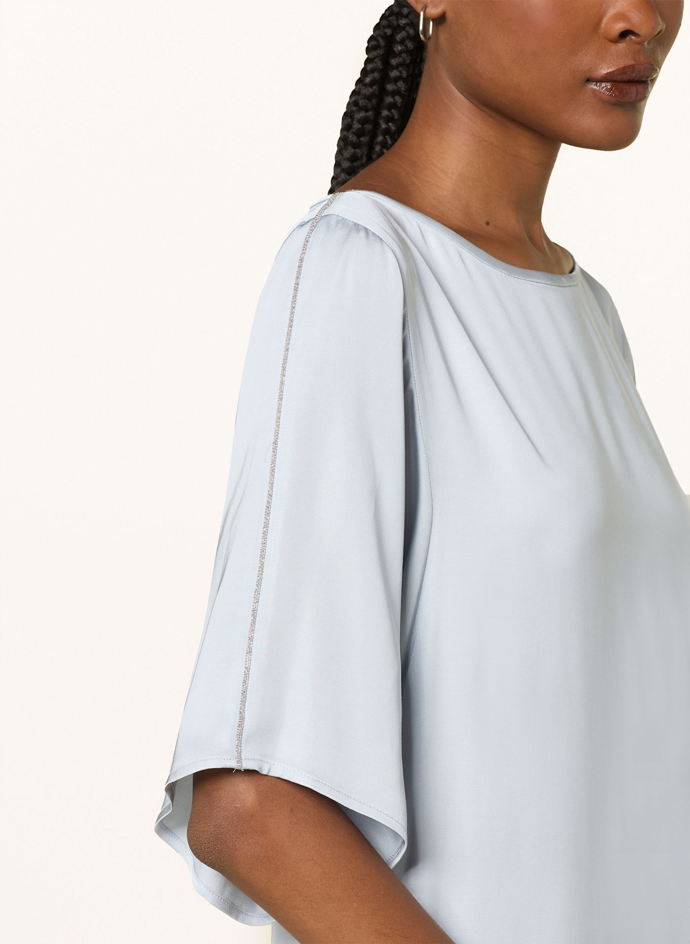 PESERICO Cocktail dress with decorative gems: LIGHT BLUE