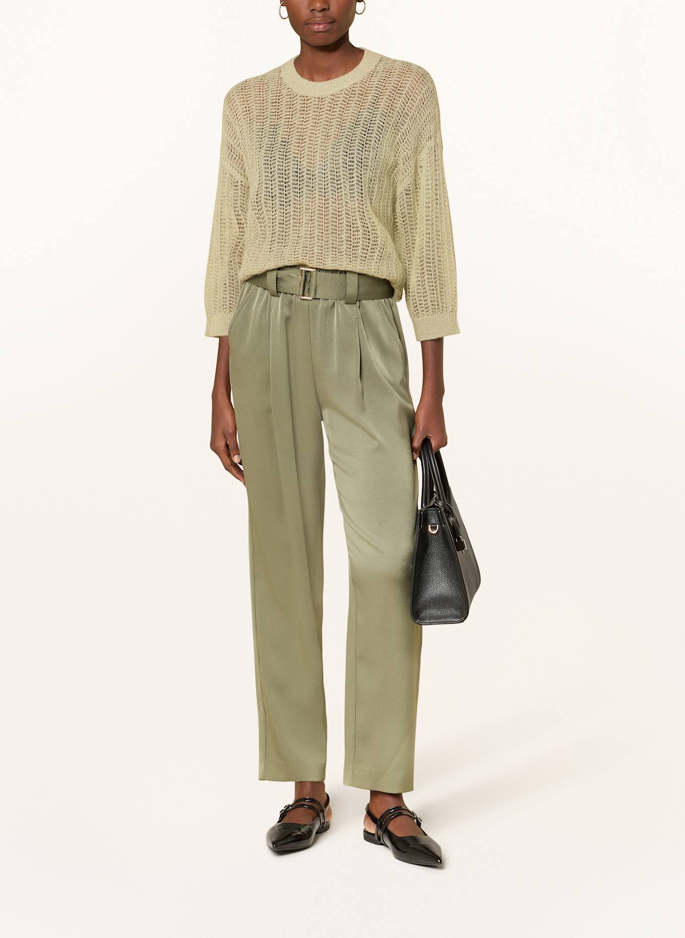 PESERICO Strickshirt mit Alpaka und Glitzergarn: HELLGRÜN