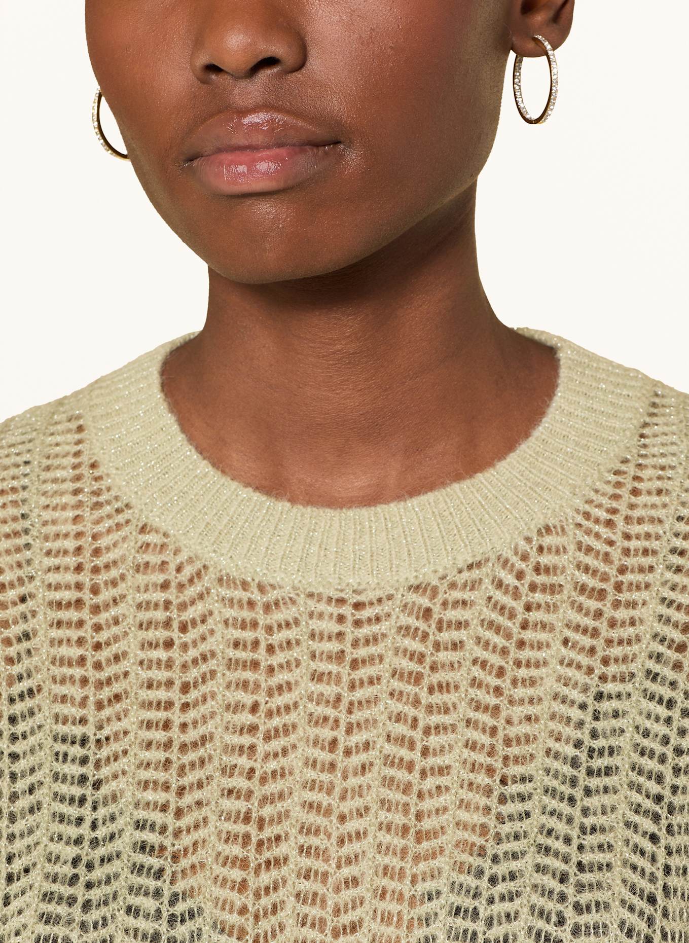 PESERICO Strickshirt mit Alpaka und Glitzergarn: HELLGRÜN