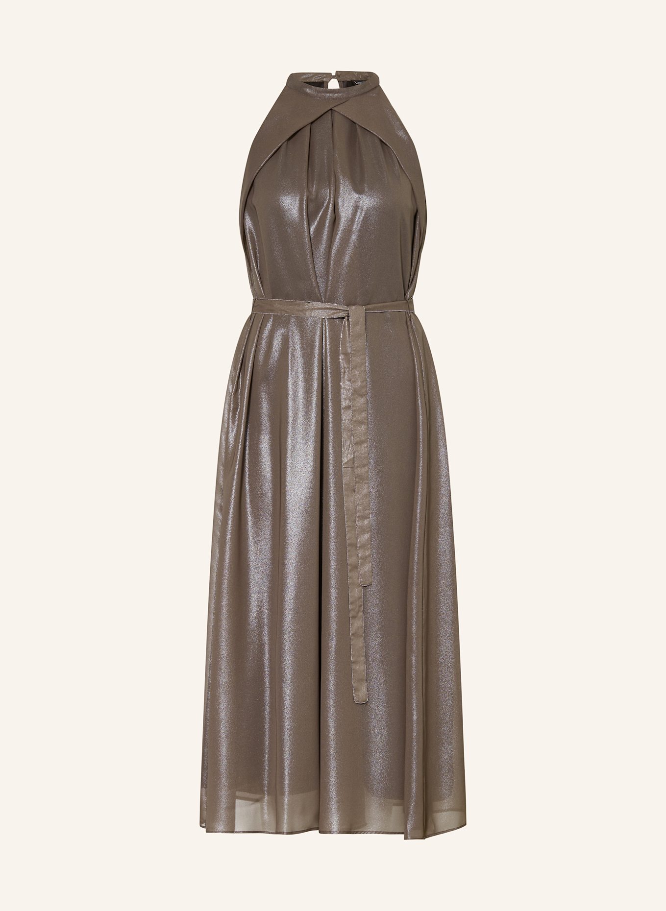 PESERICO Cocktail dress with decorative gems: BROWN