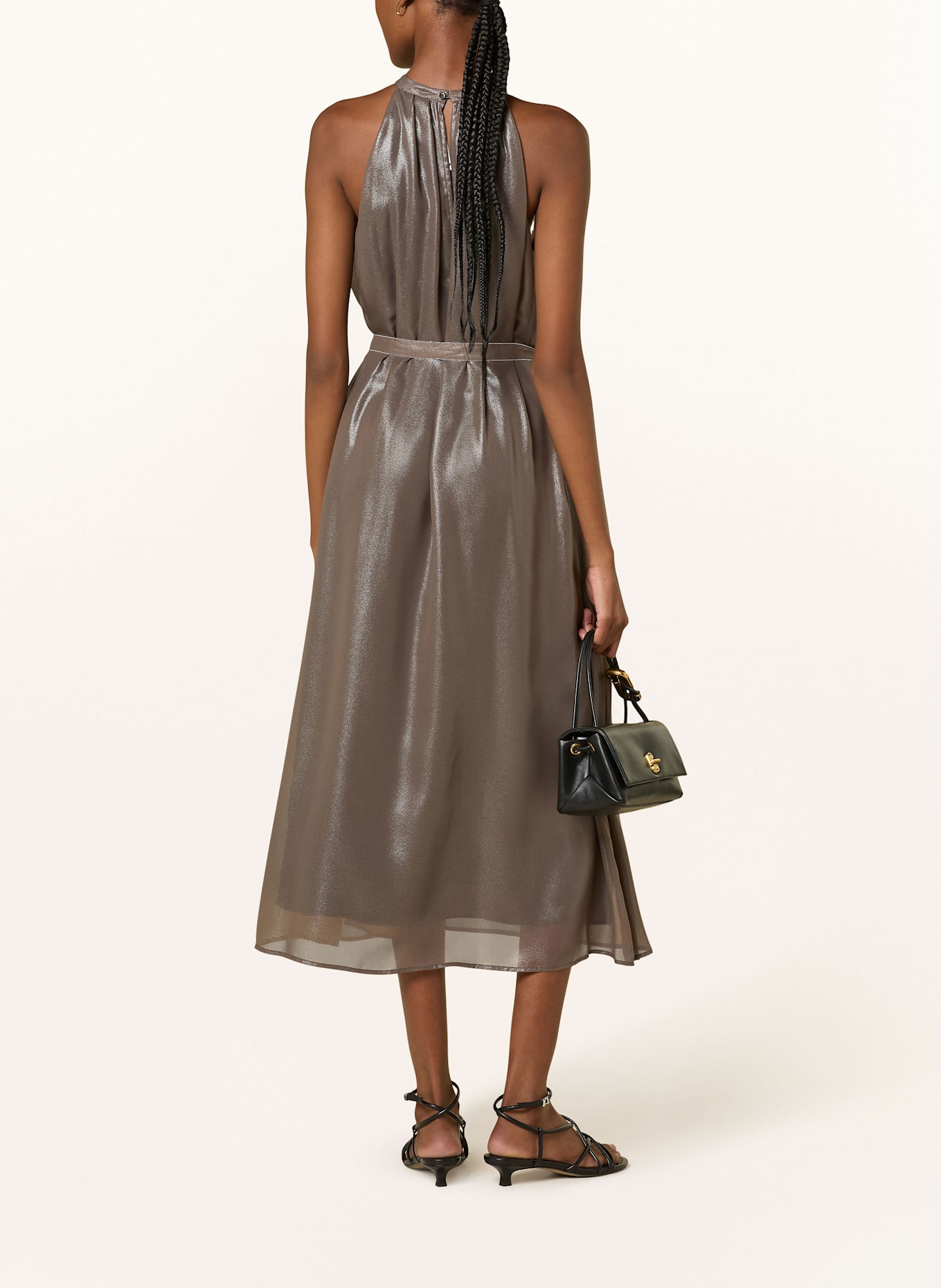 PESERICO Cocktail dress with decorative gems: BROWN