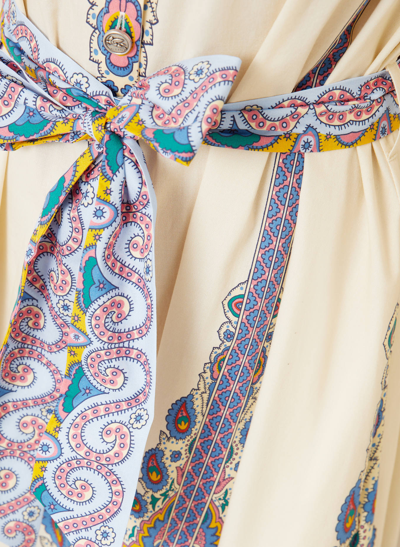 ETRO Hemdblusenkleid: CREME / BLAU / ROT