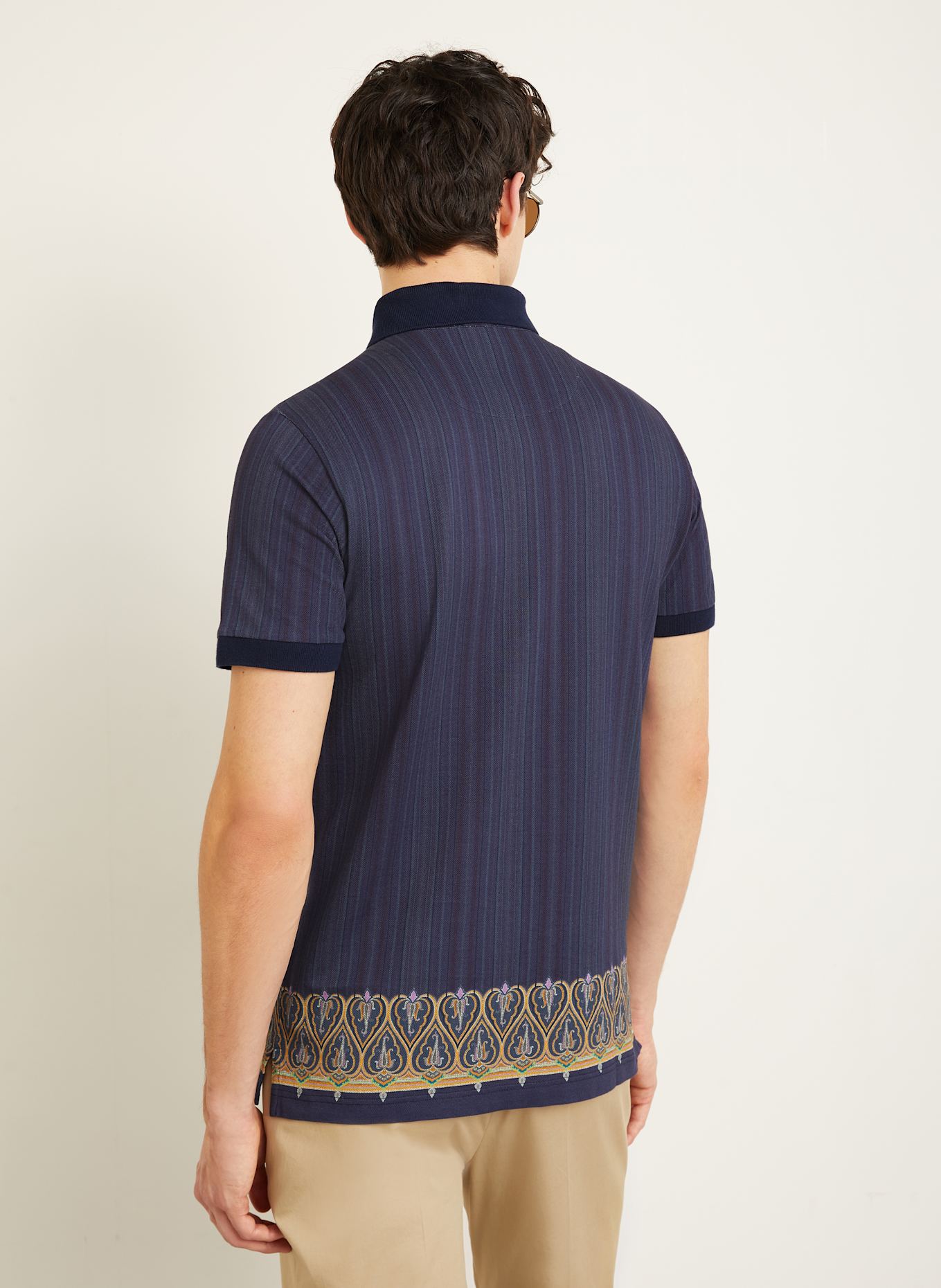 ETRO Piqué-Poloshirt: DUNKELBLAU / DUNKELORANGE / LILA