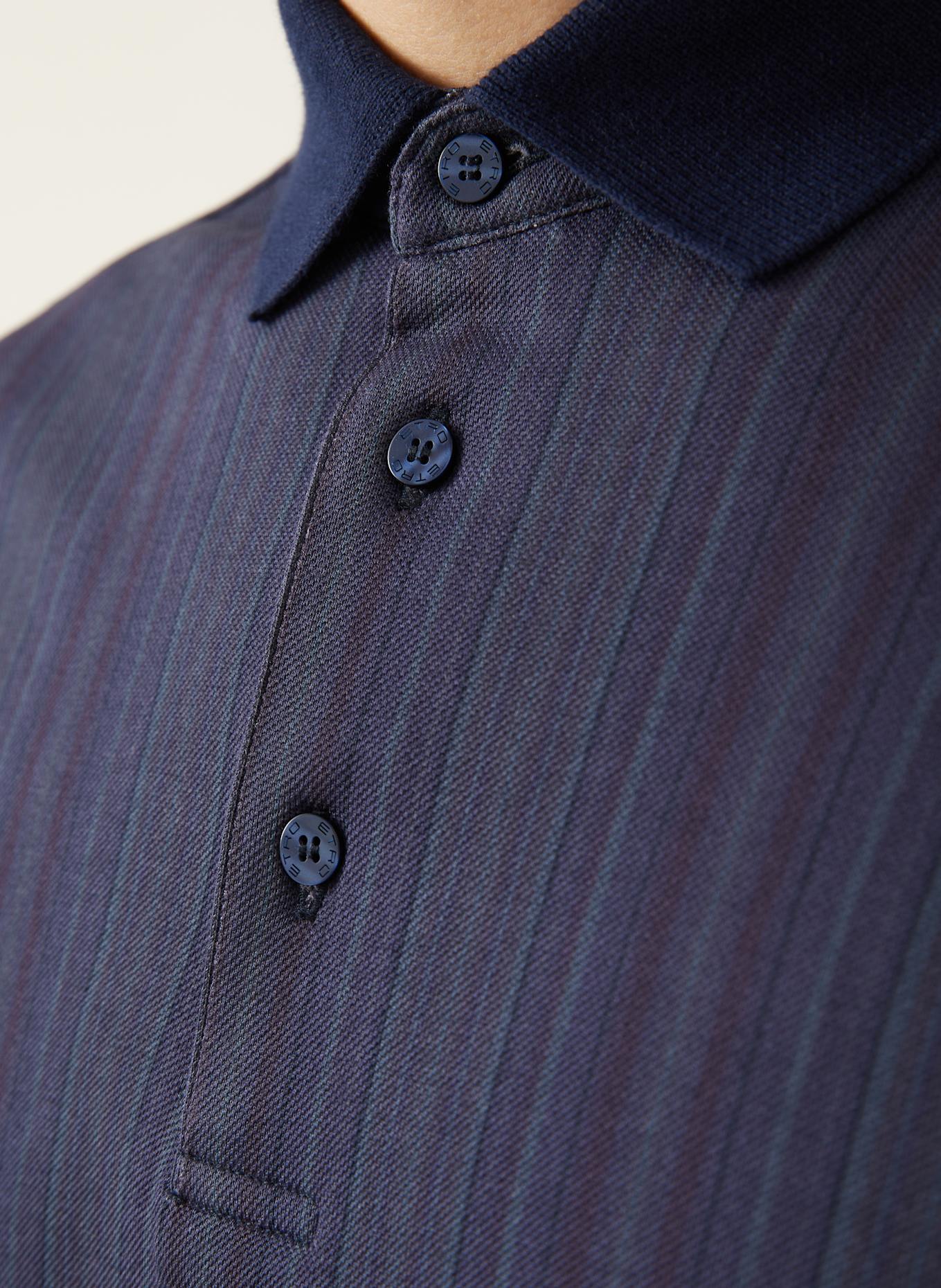 ETRO Piqué-Poloshirt: DUNKELBLAU / DUNKELORANGE / LILA