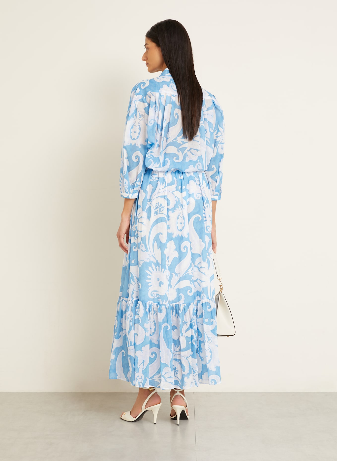 ETRO Bluzka ze wstążką i rękawami 3/4: NIEBIESKI / BIAŁY