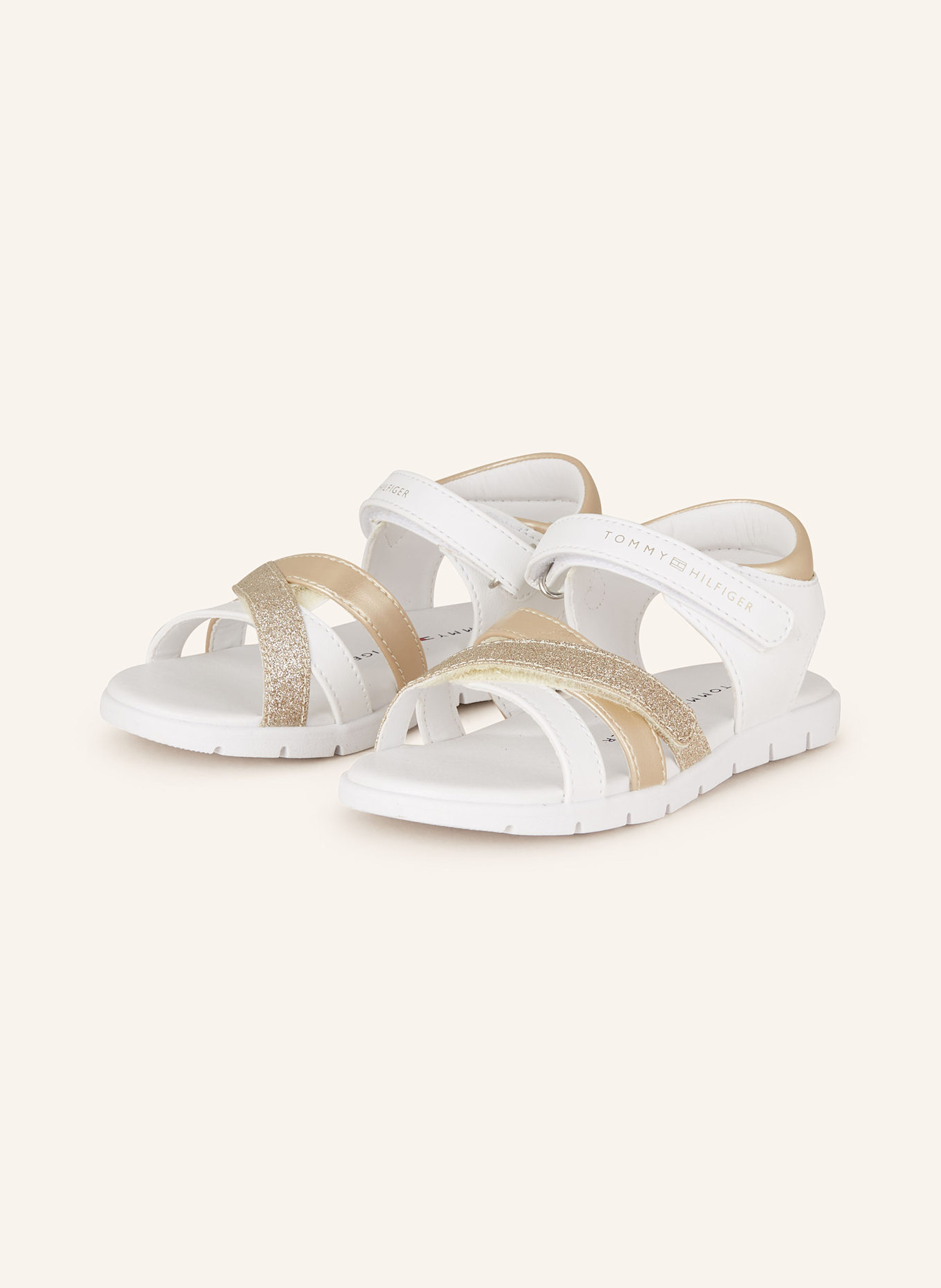 TOMMY HILFIGER Sandalen: WEISS/ GOLD