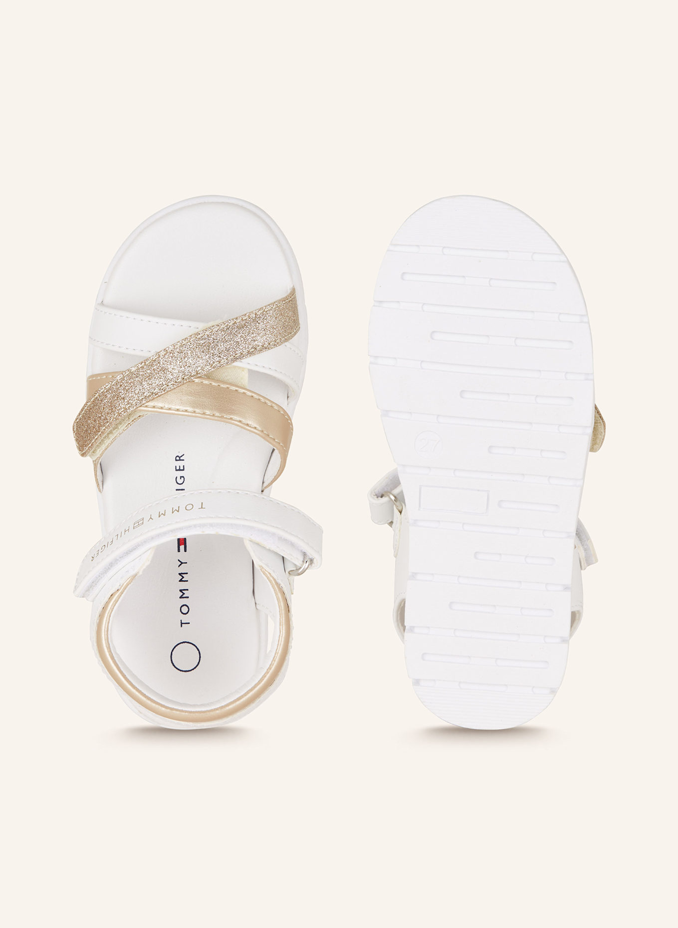 TOMMY HILFIGER Sandalen: WEISS/ GOLD