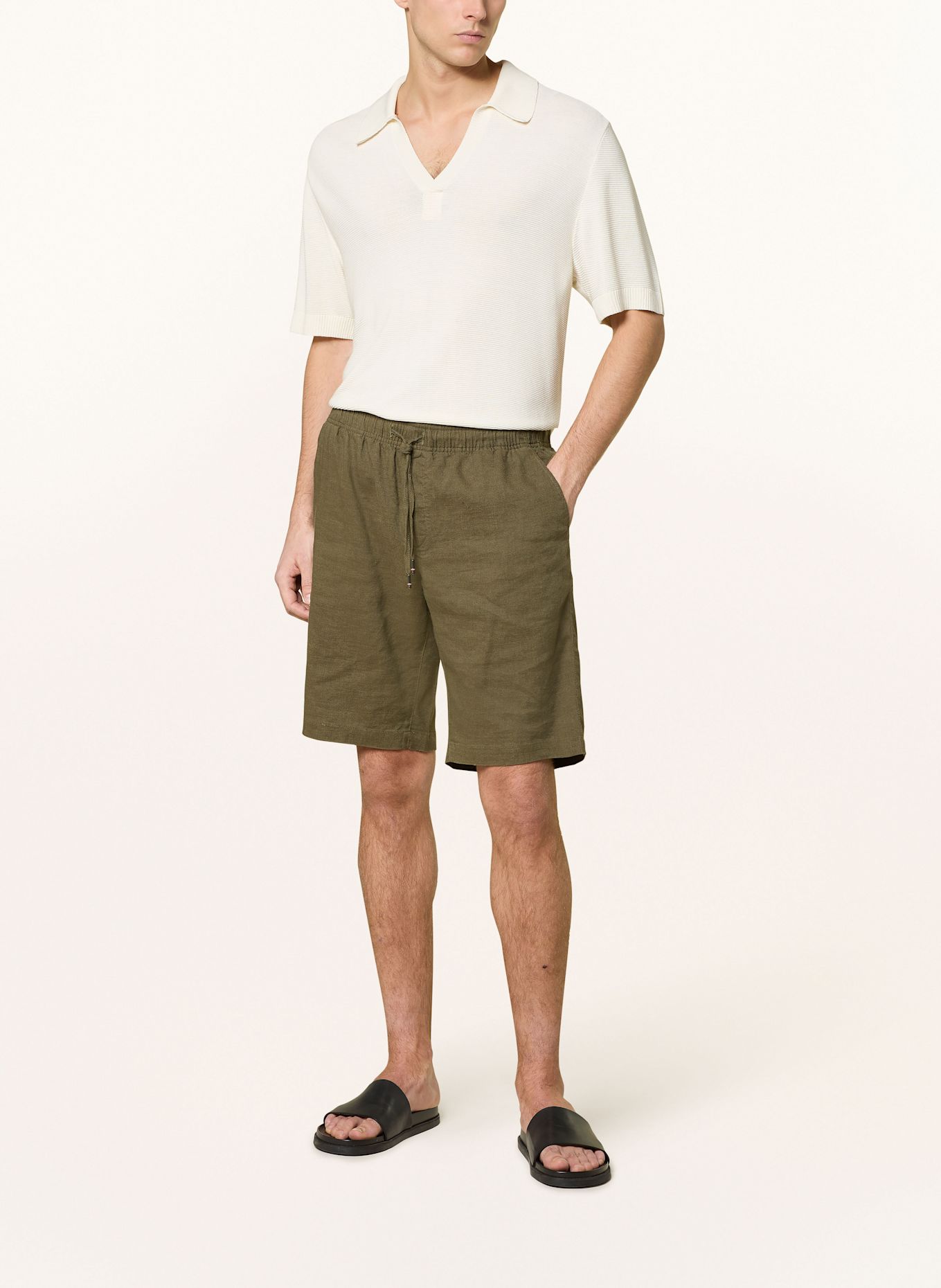 TOMMY HILFIGER Leinenshorts HARLEM Relaxed Tapered Fit, Farbe: KHAKI (Bild 2)