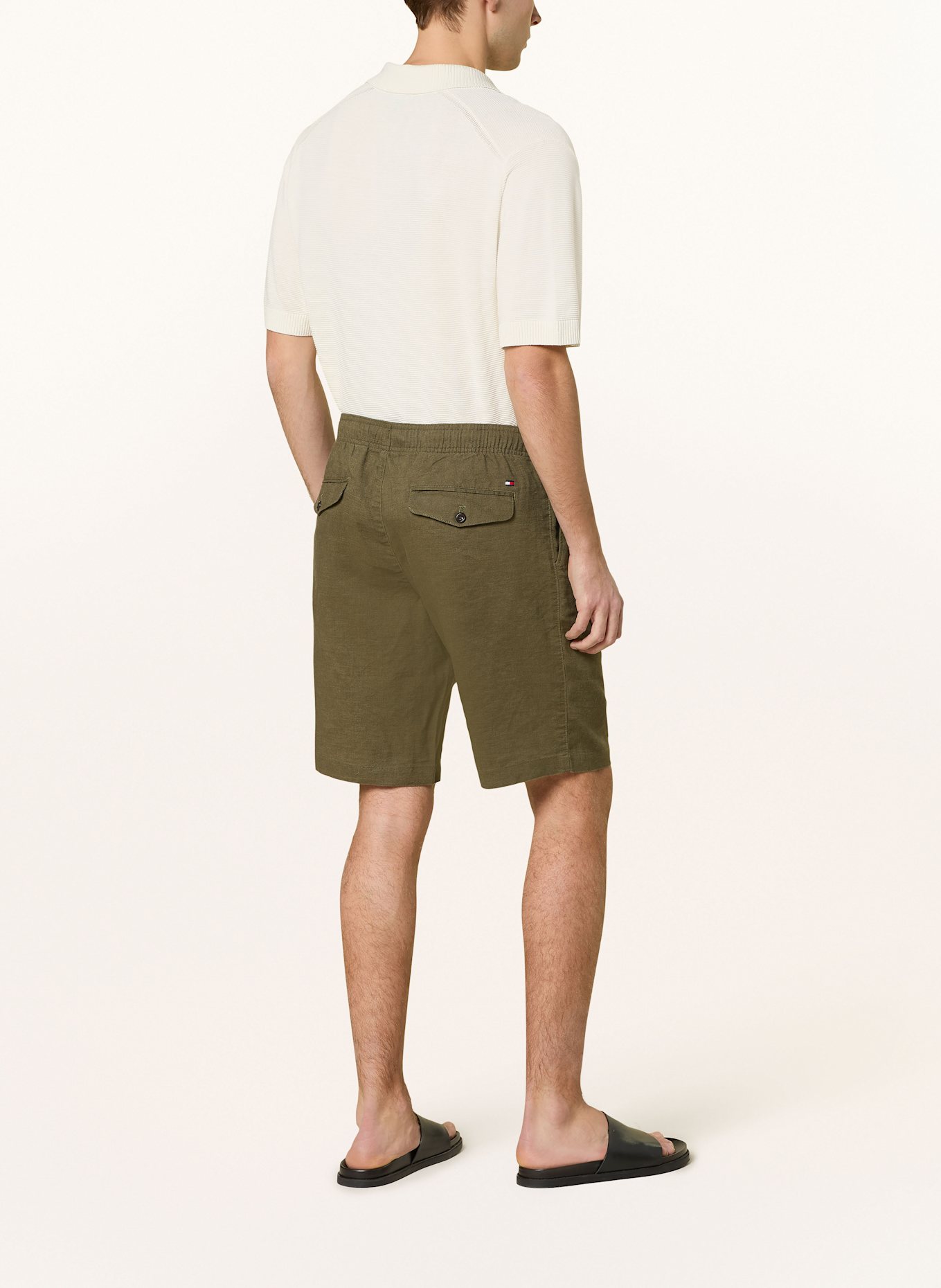 TOMMY HILFIGER Leinenshorts HARLEM Relaxed Tapered Fit, Farbe: KHAKI (Bild 3)