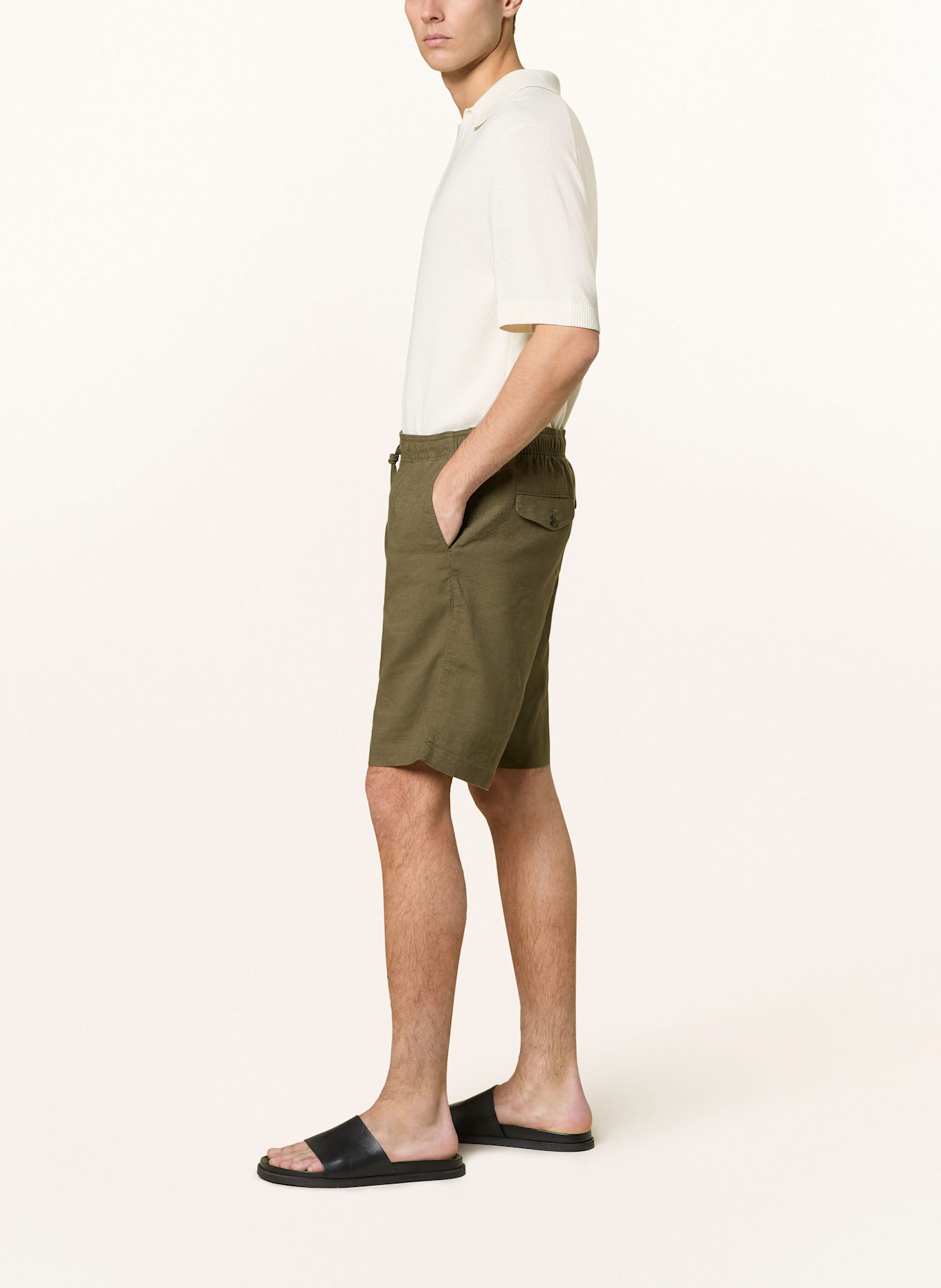 TOMMY HILFIGER Leinenshorts HARLEM Relaxed Tapered Fit, Farbe: KHAKI (Bild 4)
