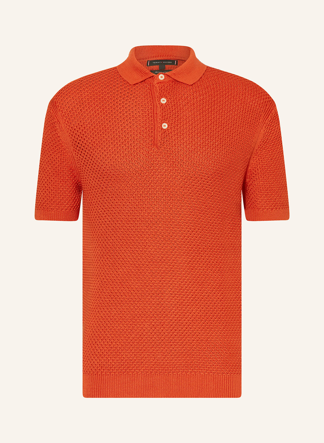 TOMMY HILFIGER Strick-Poloshirt: DUNKELORANGE