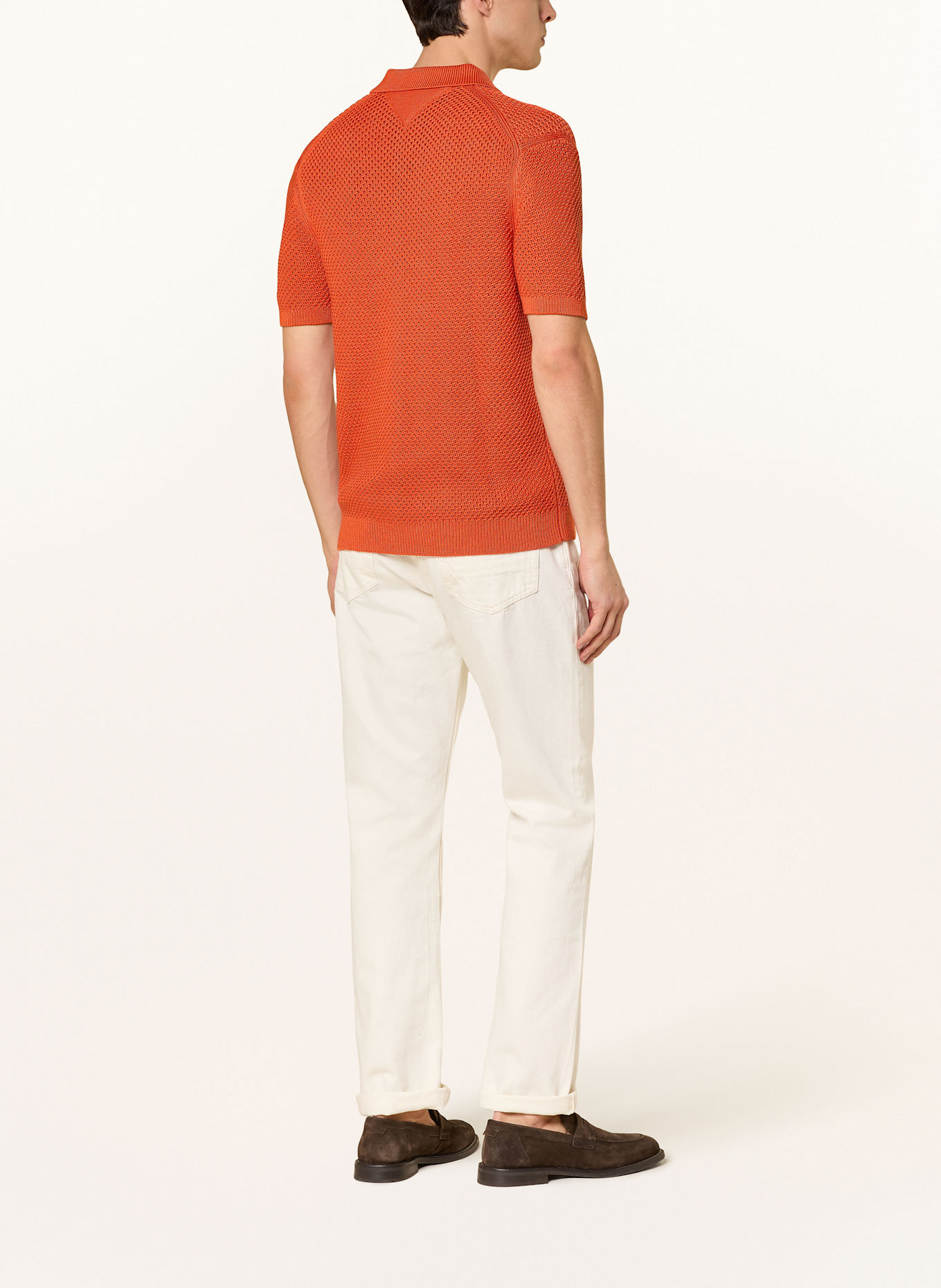 TOMMY HILFIGER Strick-Poloshirt: DUNKELORANGE