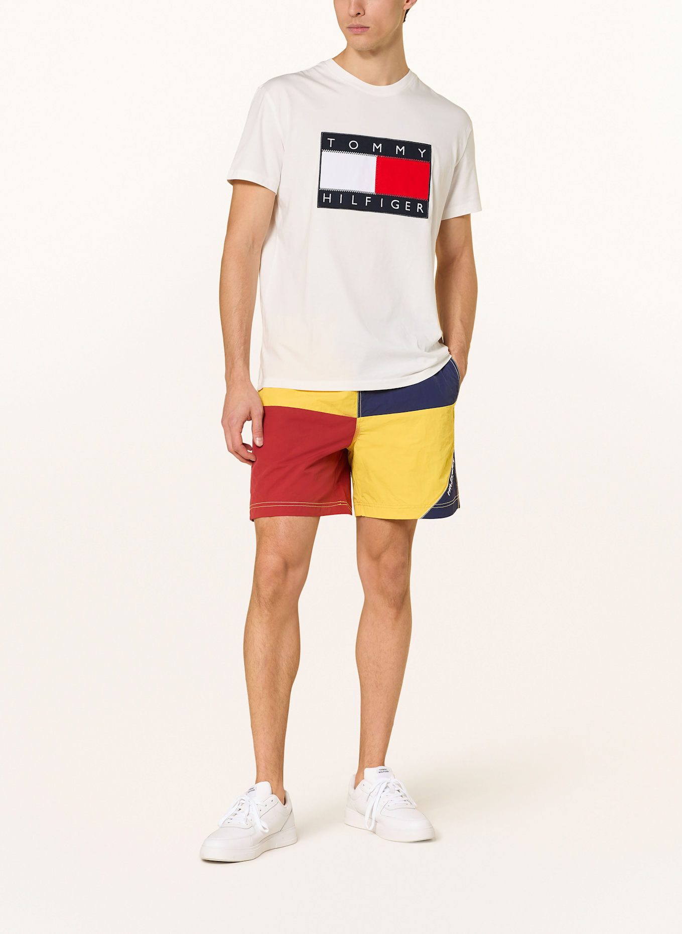 TOMMY HILFIGER Shorts: DUNKELBLAU/ GELB/ DUNKELROT