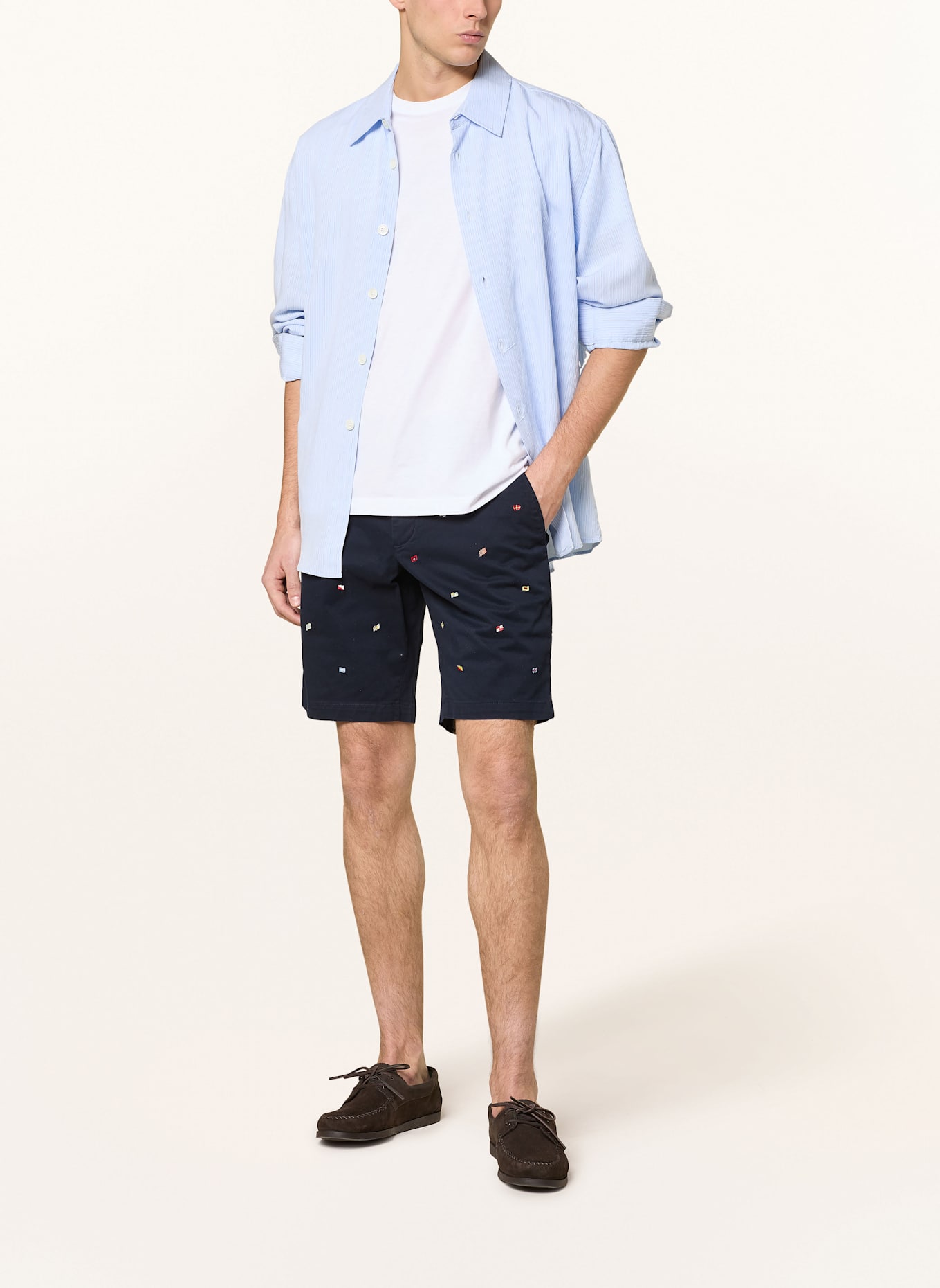 TOMMY HILFIGER Chinoshorts BROOKLYN Slim Fit: DUNKELBLAU/ HELLBLAU/ ROT