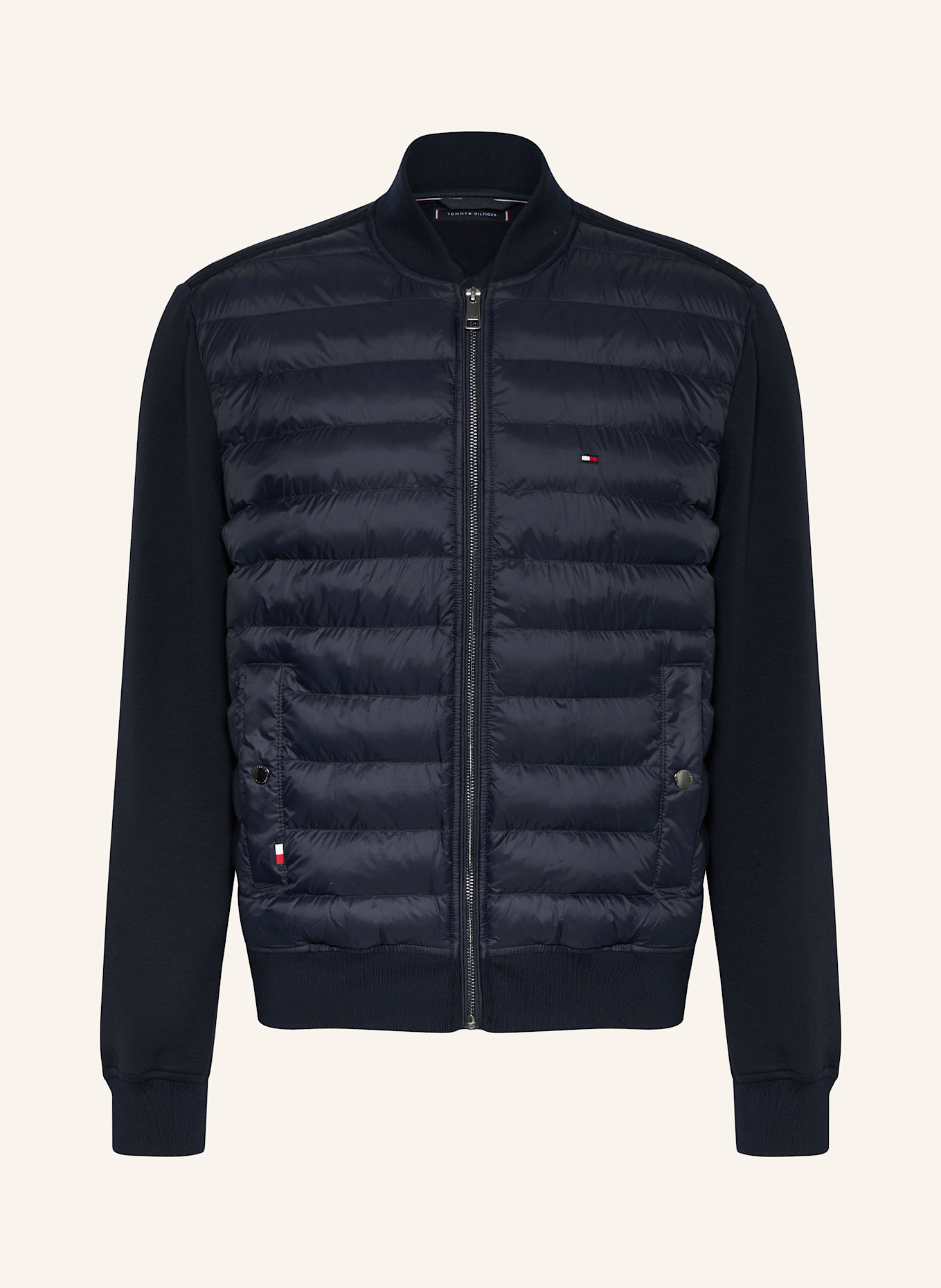 TOMMY HILFIGER Bomber jacket in mixed materials, Color: DARK BLUE (Image 1)