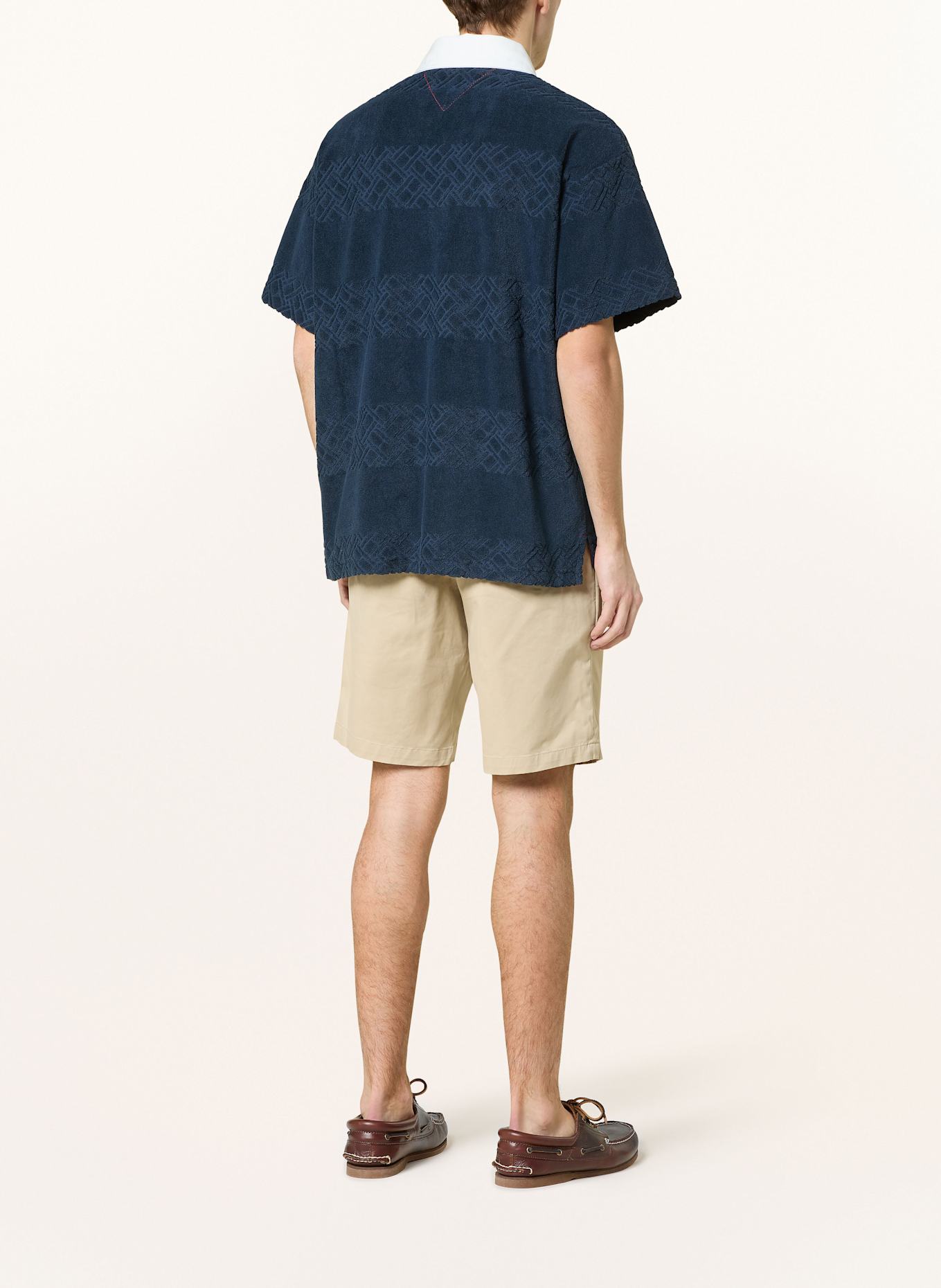 TOMMY HILFIGER Frottee-Poloshirt Regular Fit: DUNKELBLAU/ WEISS