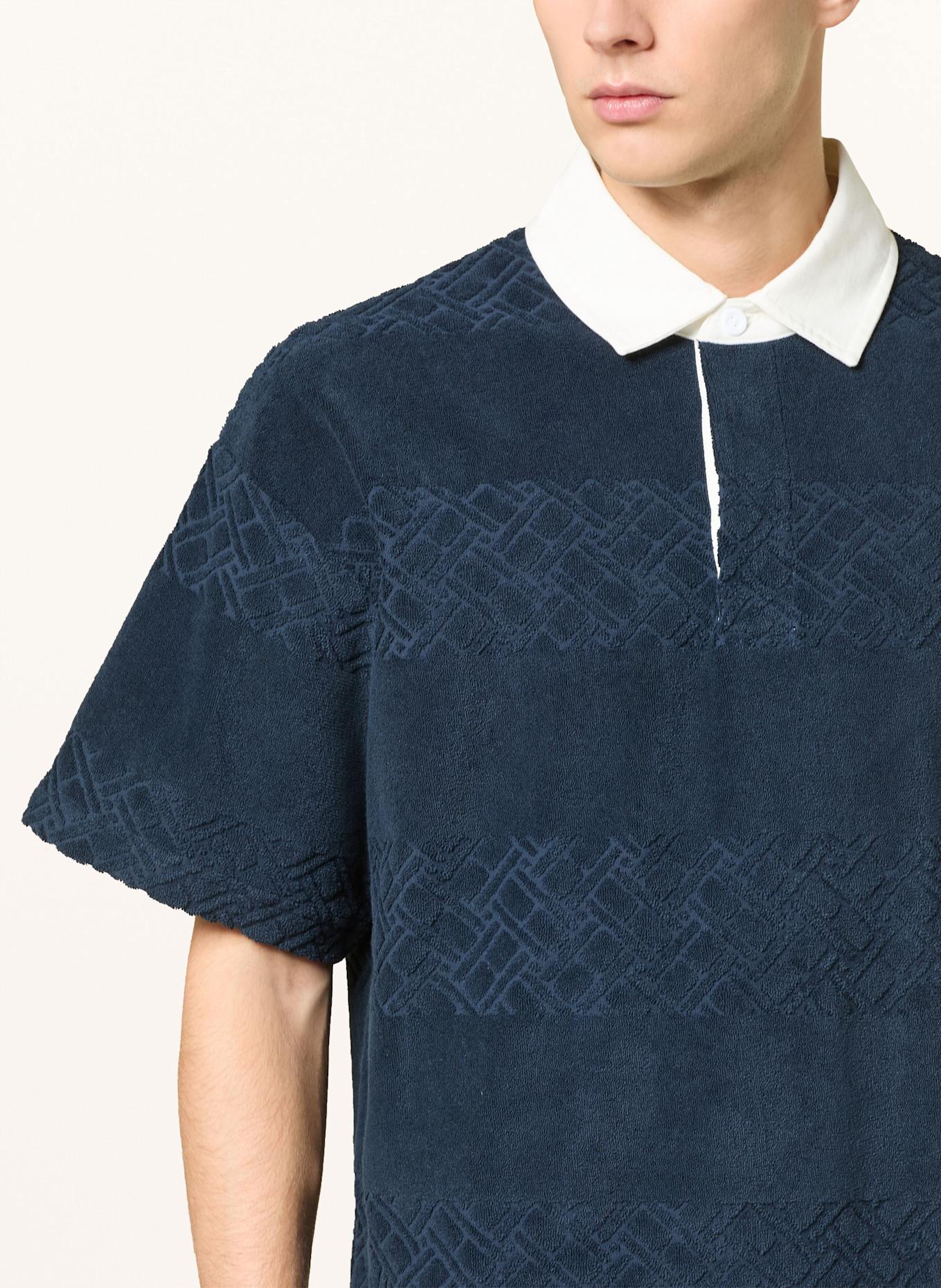 TOMMY HILFIGER Frottee-Poloshirt Regular Fit: DUNKELBLAU/ WEISS