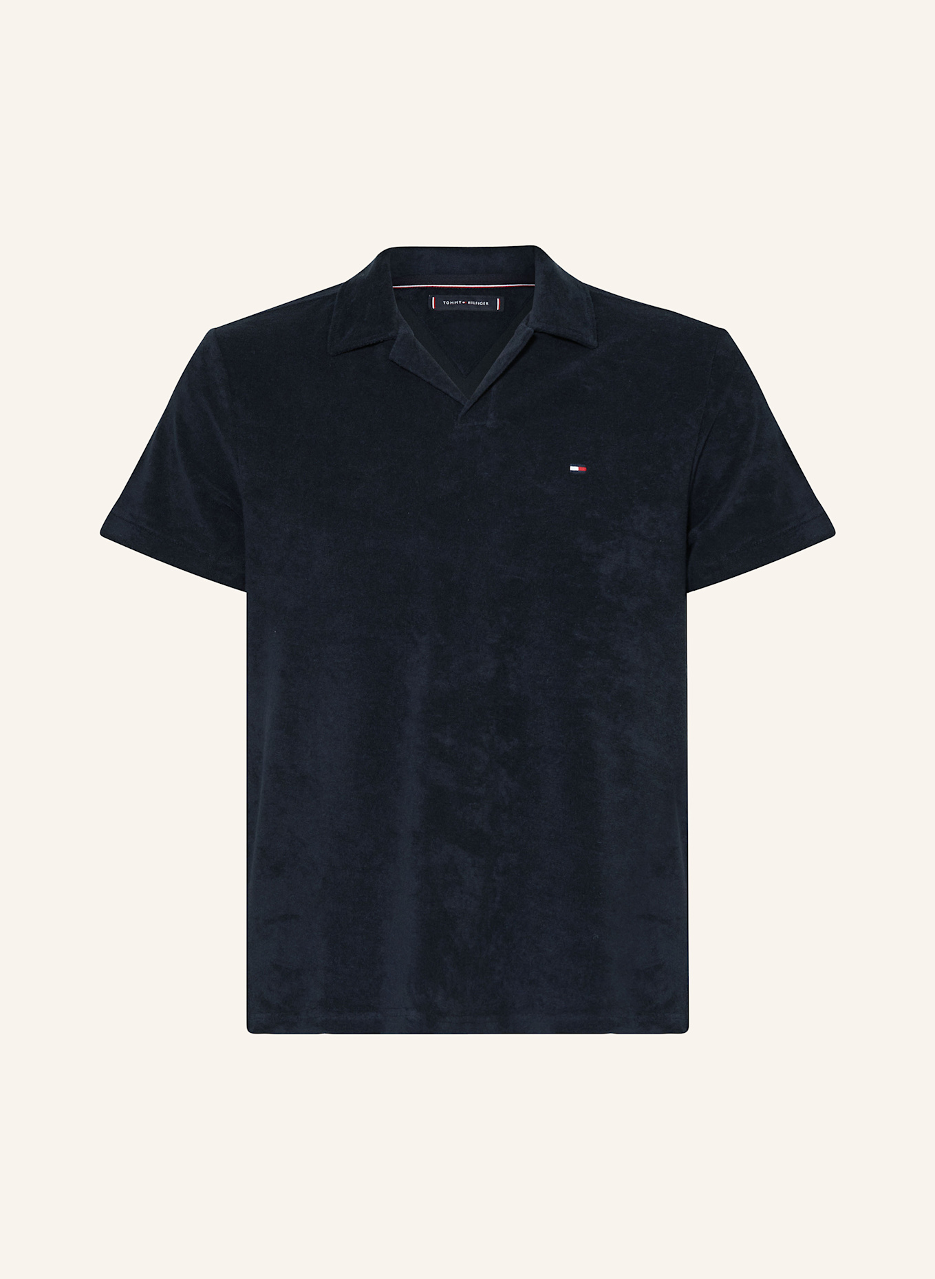 TOMMY HILFIGER Frottee-Poloshirt: DUNKELBLAU