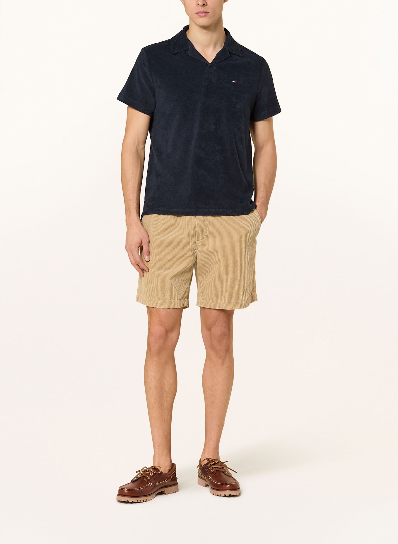 TOMMY HILFIGER Frottee-Poloshirt: DUNKELBLAU