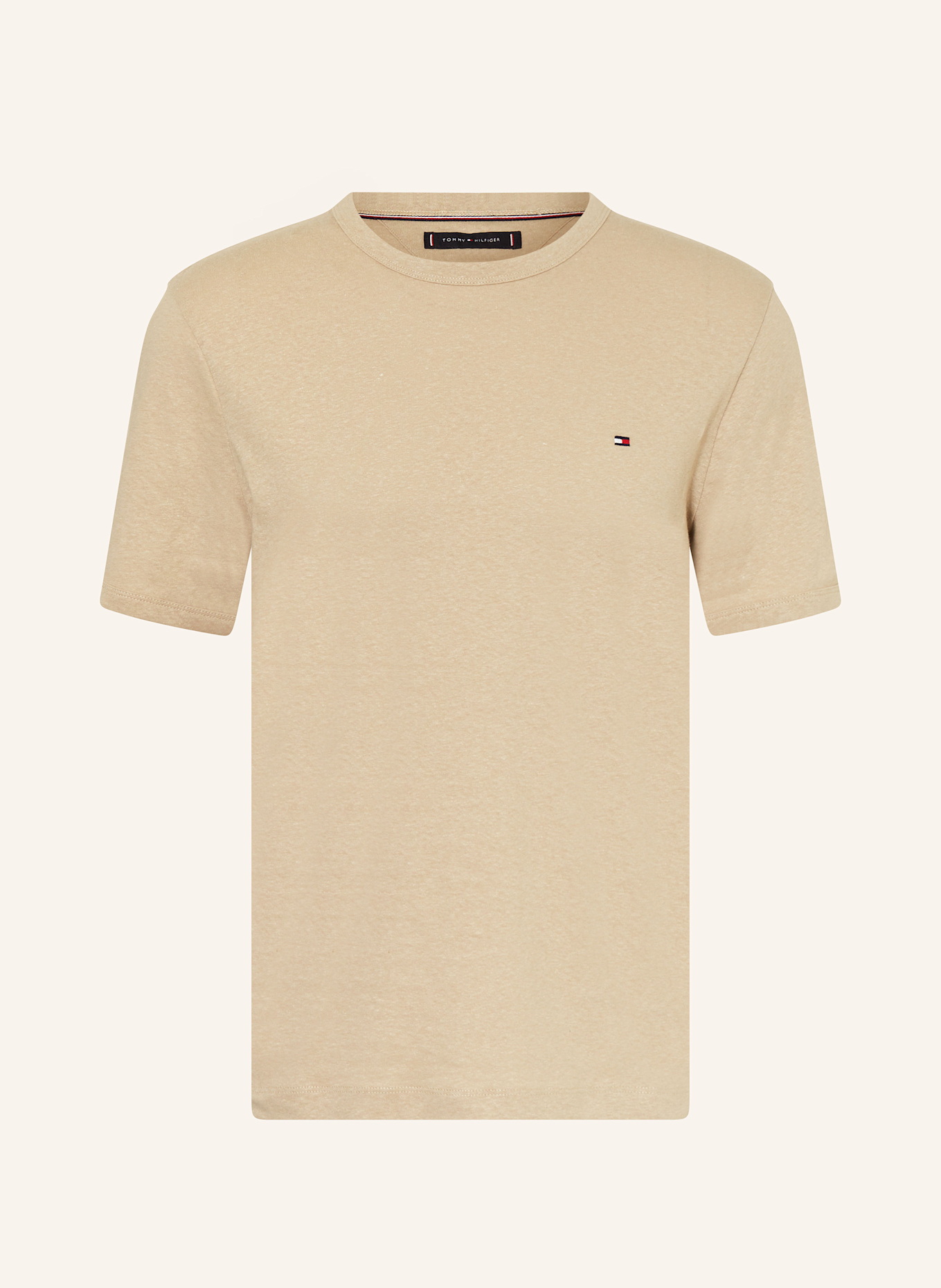 TOMMY HILFIGER T-Shirt mit Leinen: BEIGE