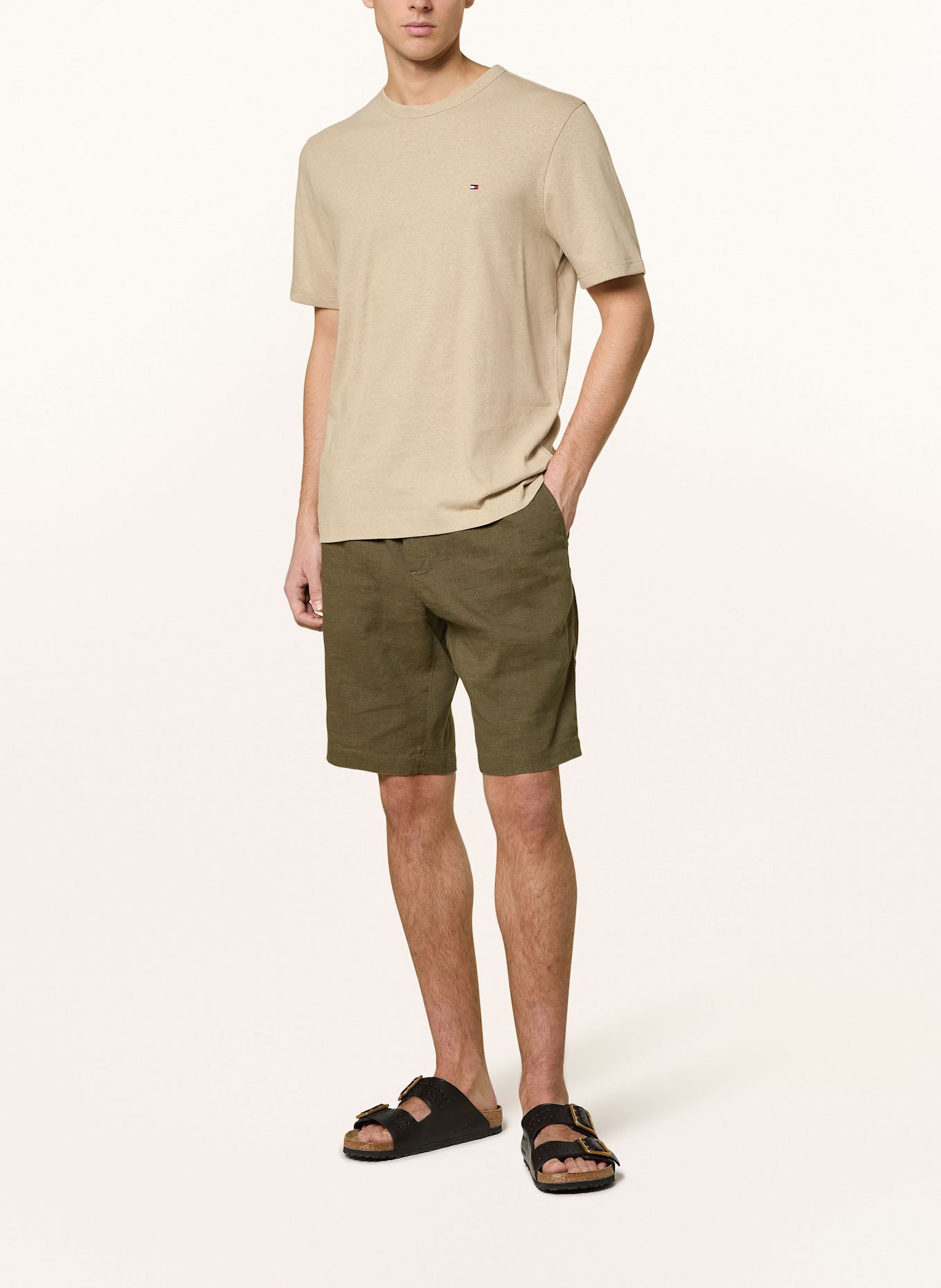 TOMMY HILFIGER T-Shirt mit Leinen: BEIGE