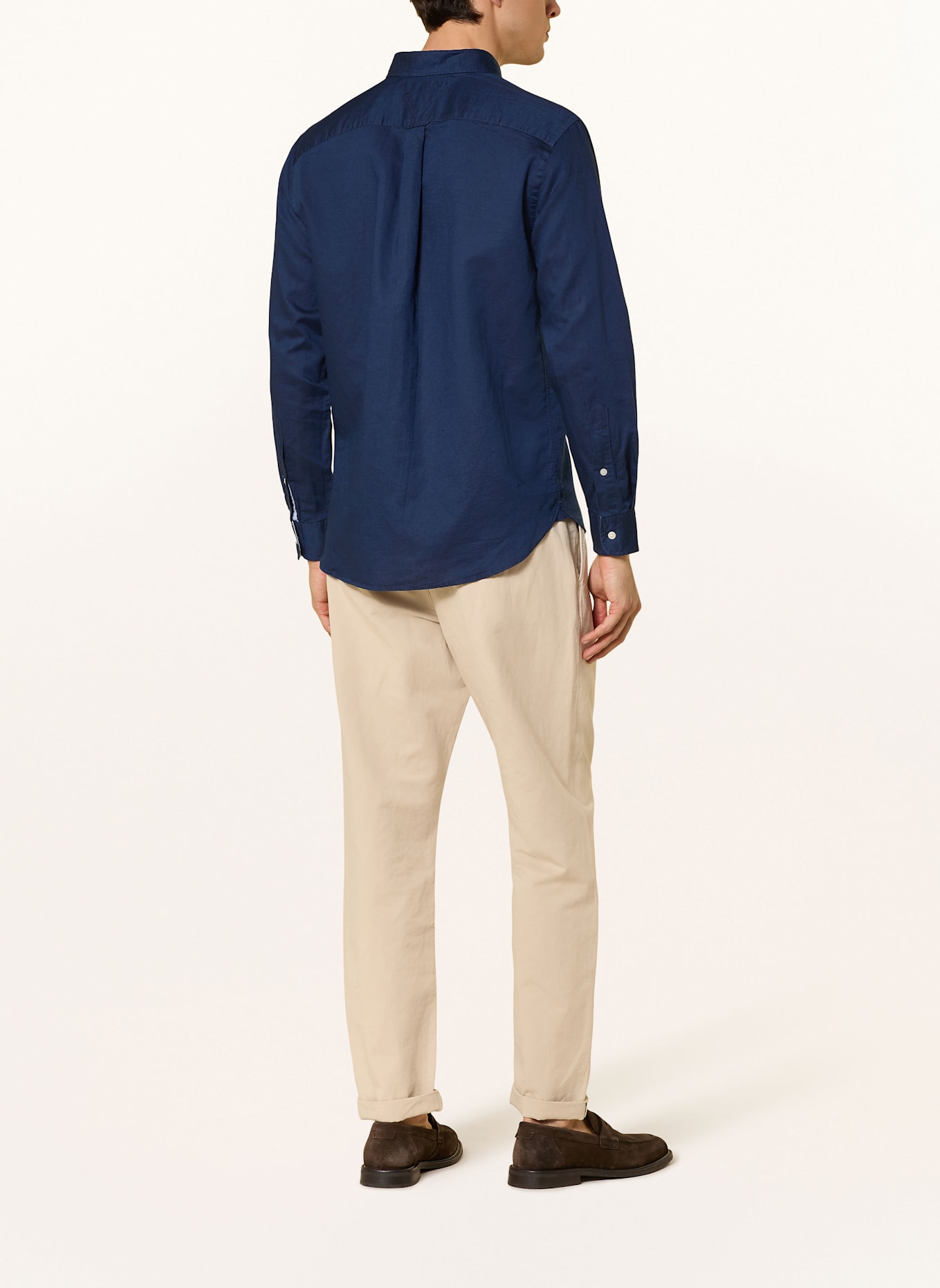 TOMMY HILFIGER Hemd Comfort Fit mit Leinen: DUNKELBLAU