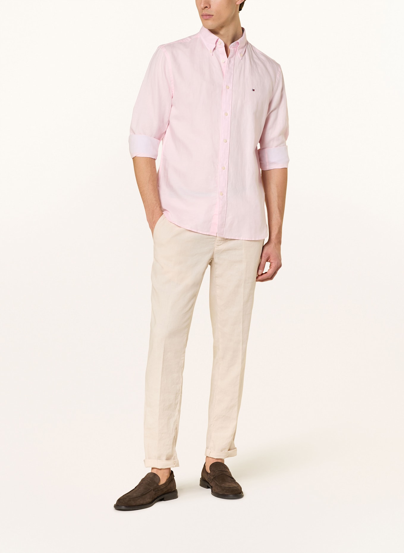 TOMMY HILFIGER Hemd Comfort Fit mit Leinen: HELLROSA