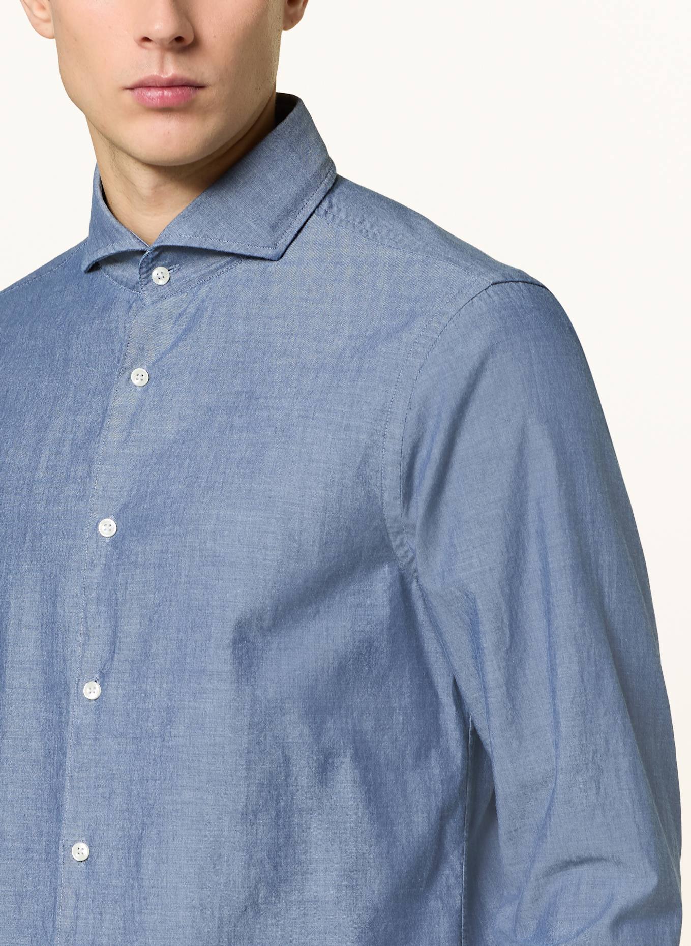 TOMMY HILFIGER Hemd Slim Fit in Jeansoptik: DUNKELBLAU