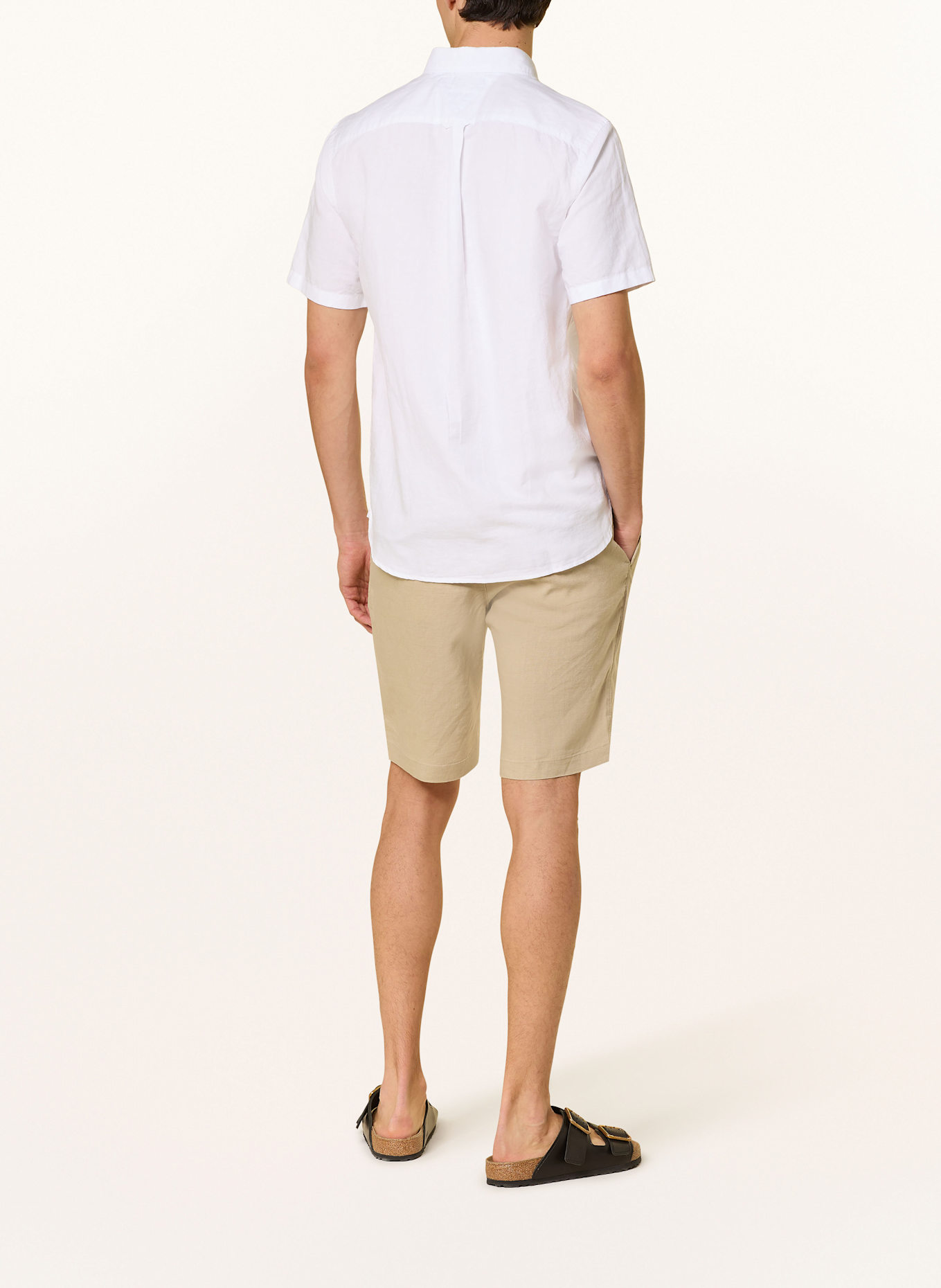 TOMMY HILFIGER Kurzarm-Hemd Regular Fit mit Leinen: WEISS