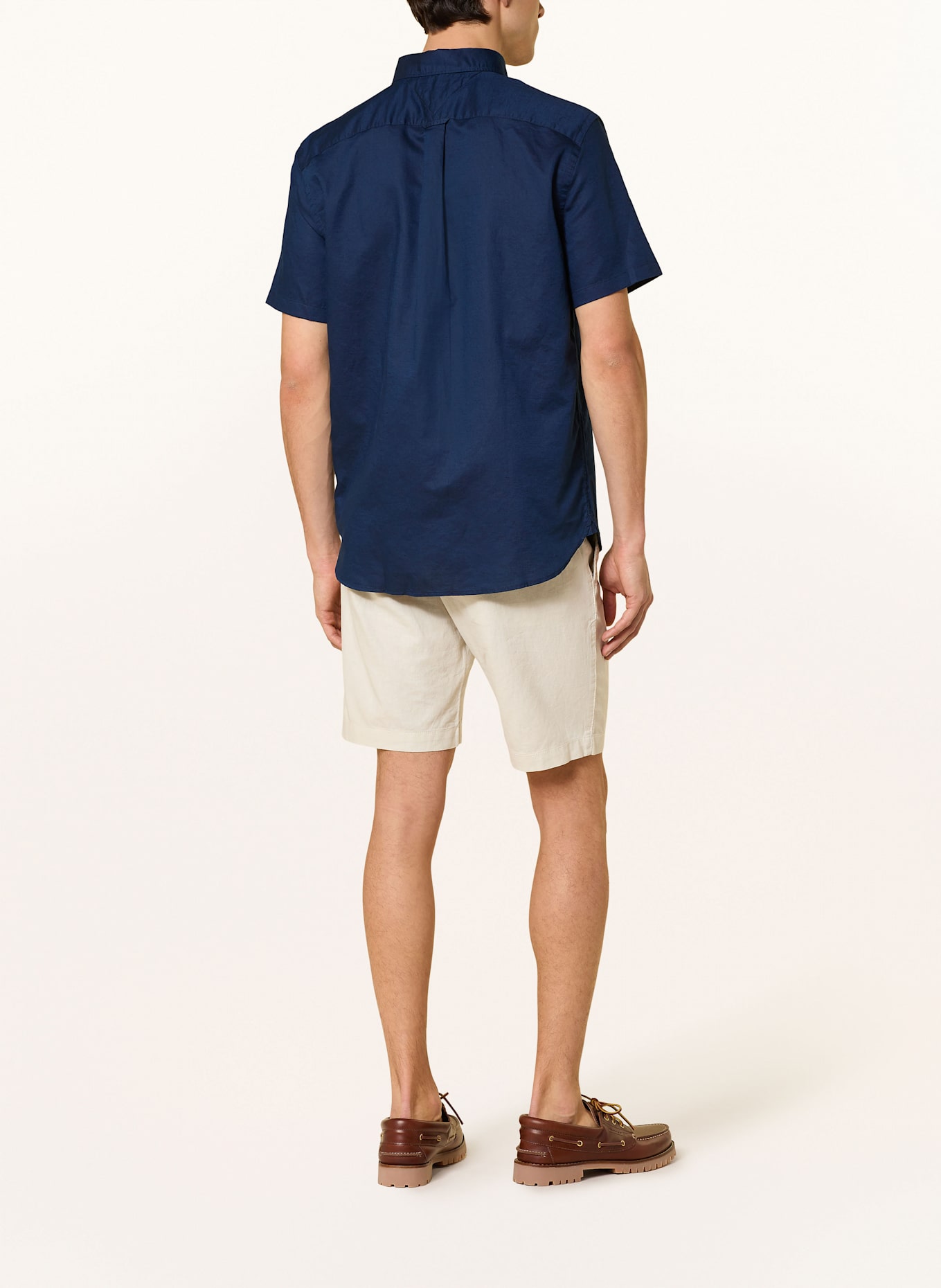 TOMMY HILFIGER Kurzarm-Hemd Regular Fit mit Leinen: DUNKELBLAU